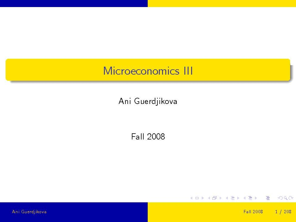 Microeconomic Theory III