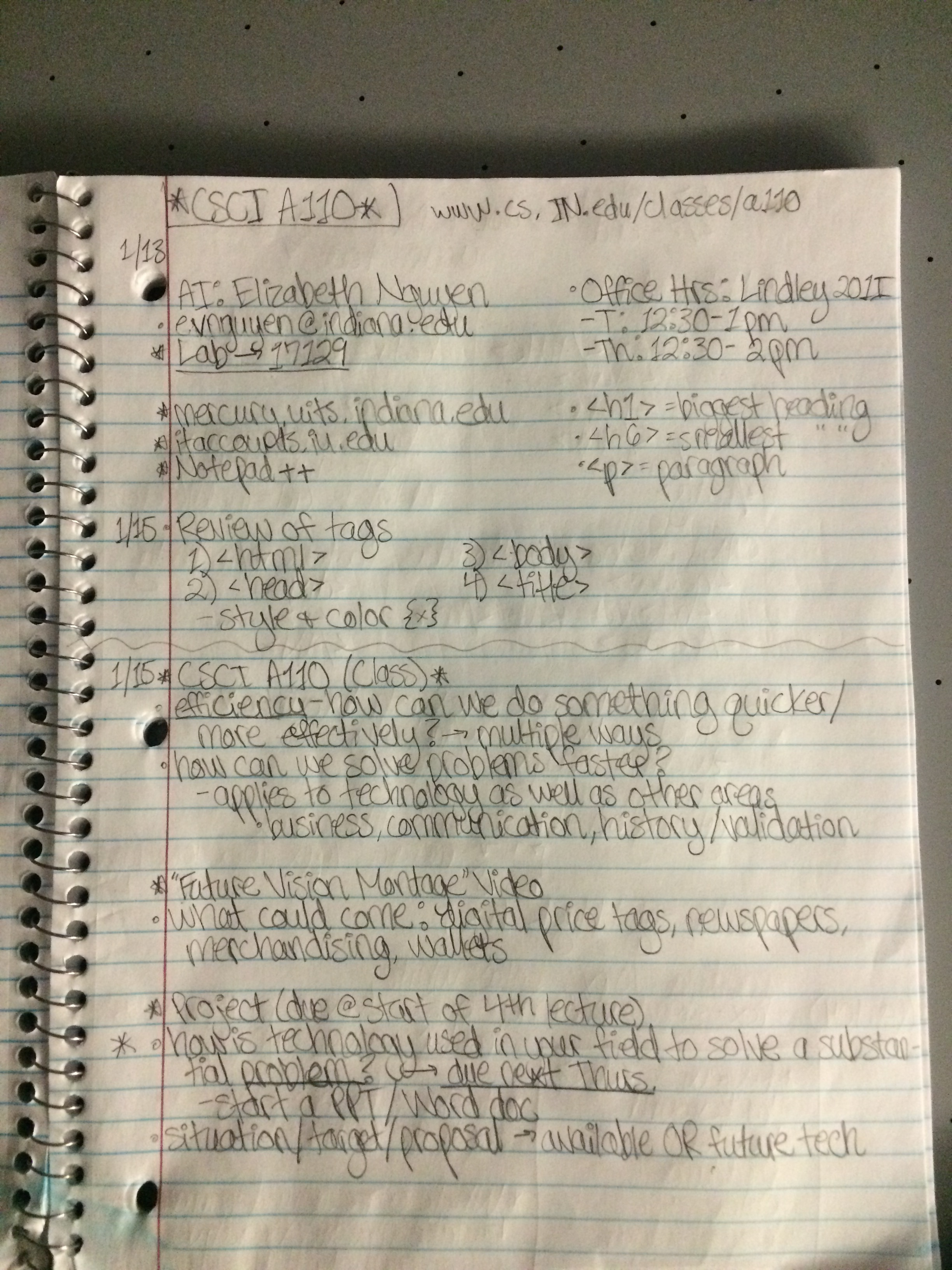 CSCI A110 Notes, Week 1, IU Bloomington