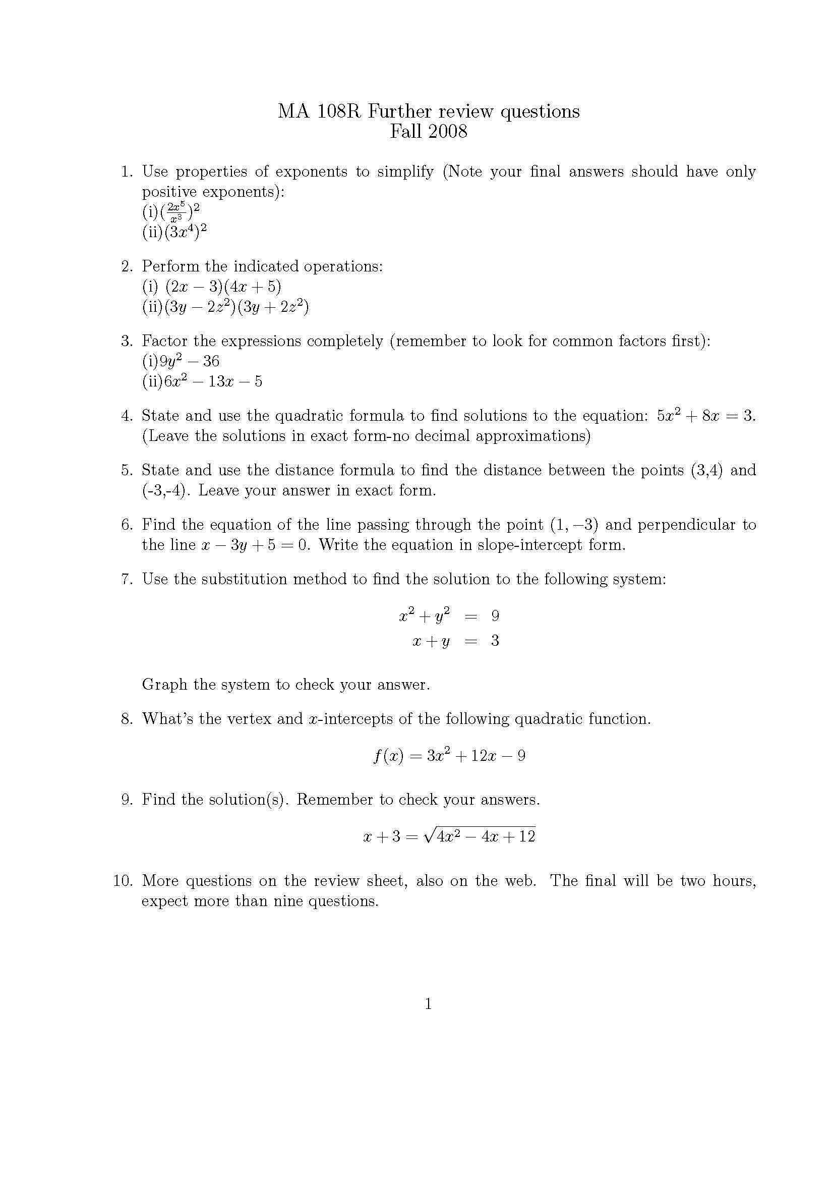 INTERMEDIATE ALGEBRA