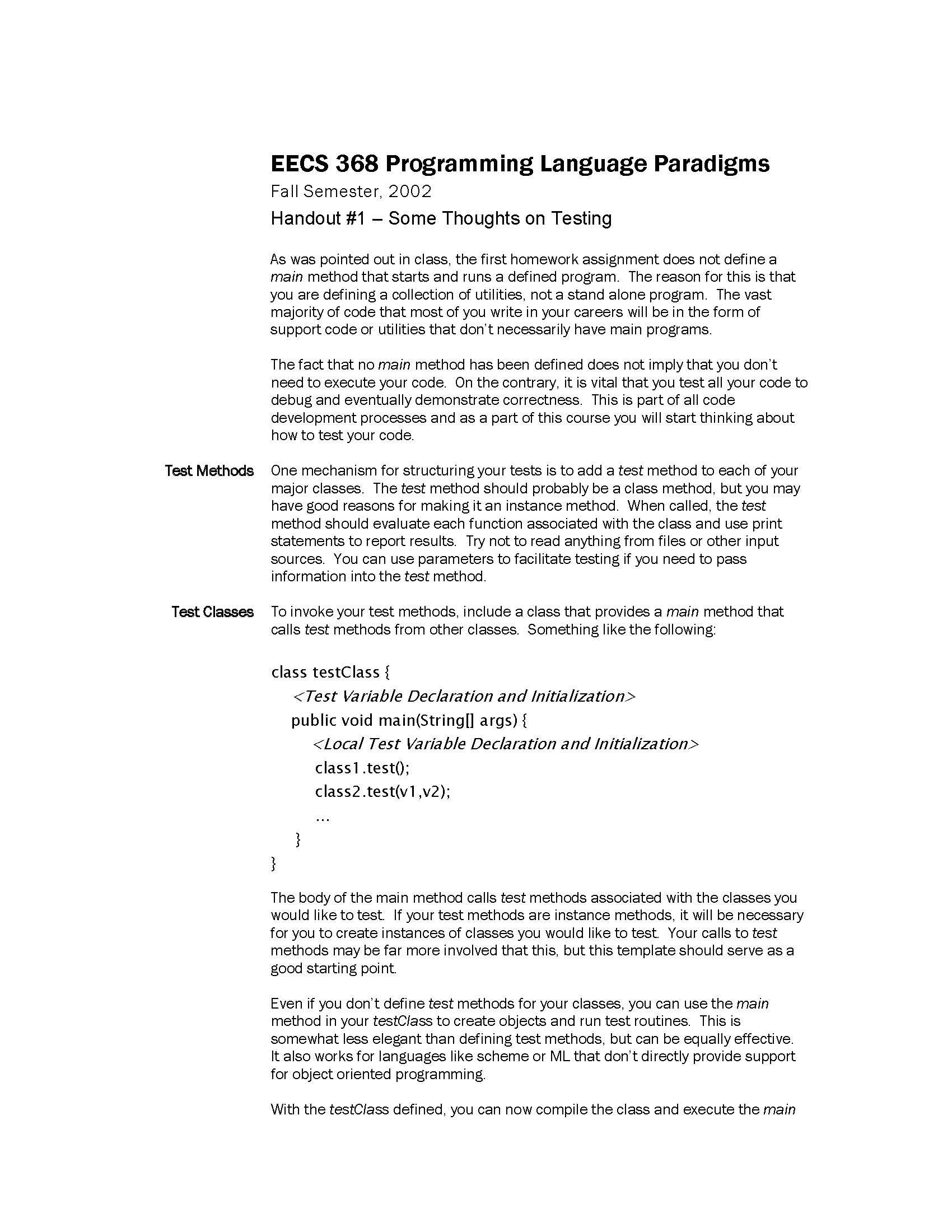 Programming Language Paradigms