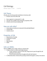 Unit 2 - Cell Biology Lecture