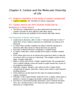 General Biology 121- Chapter 4: Carbon and the Molecular Diversity of Life