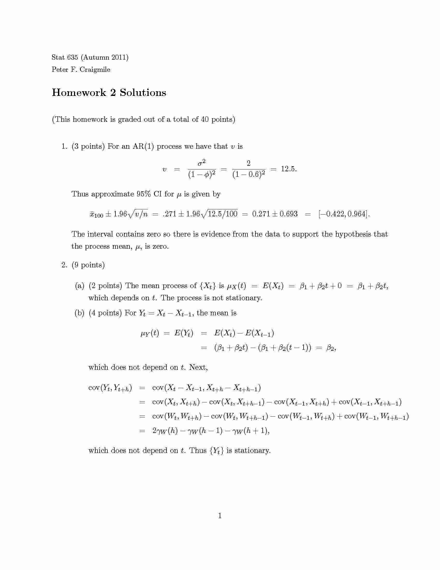 Statistical Analysis of Time Series