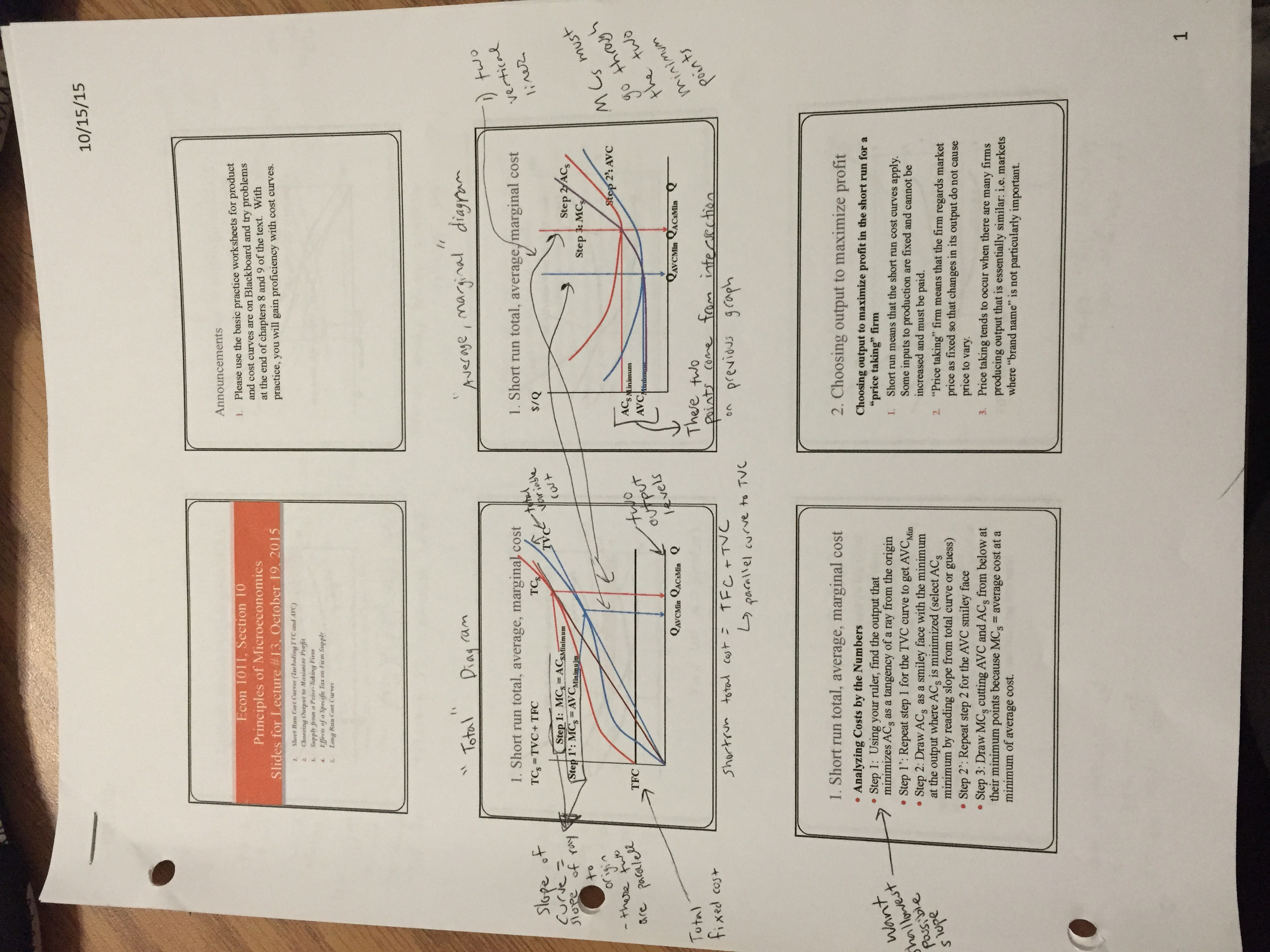 Econ Notes Week of 10/19