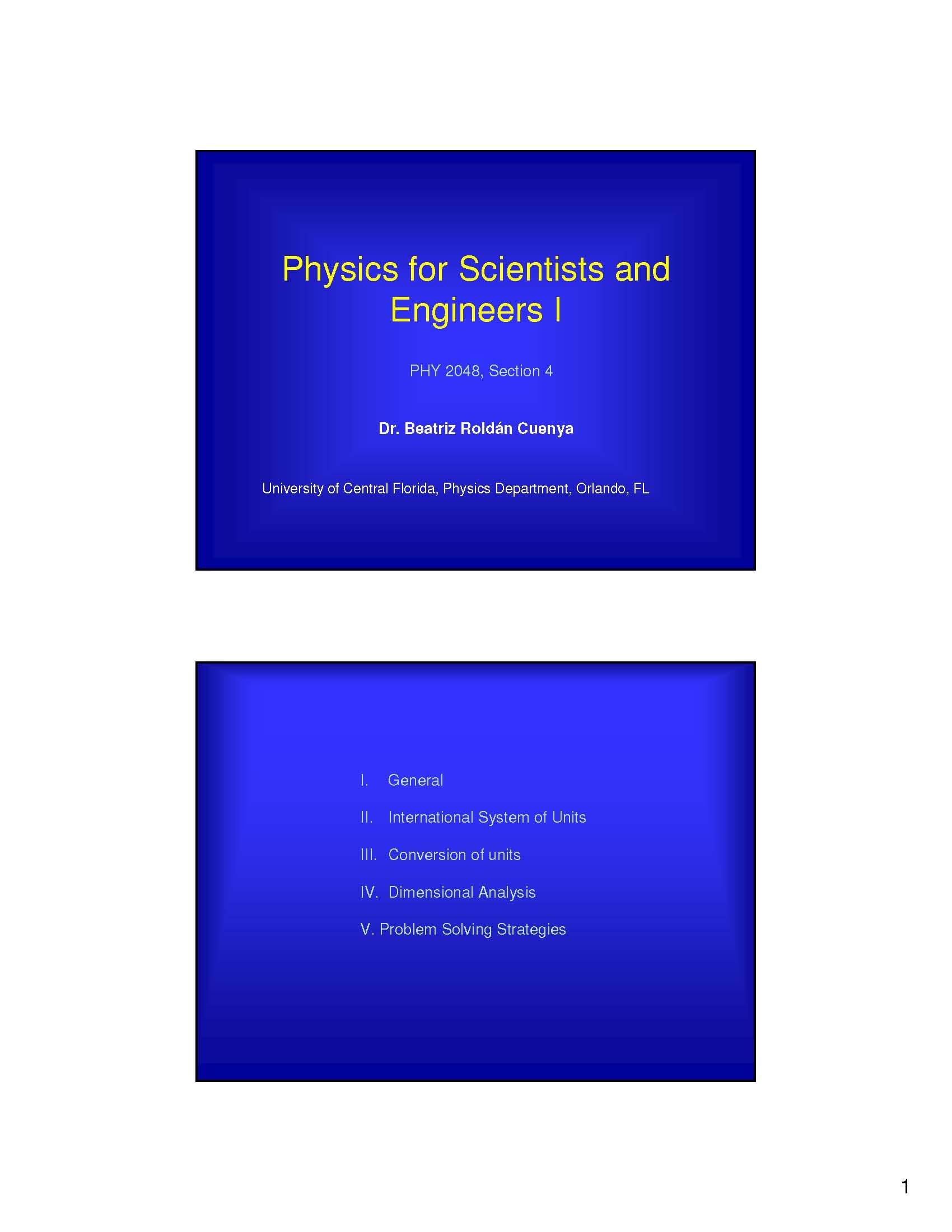 Physics for Engineers & Scientists I