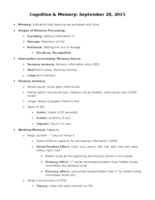 Cognition and Memory