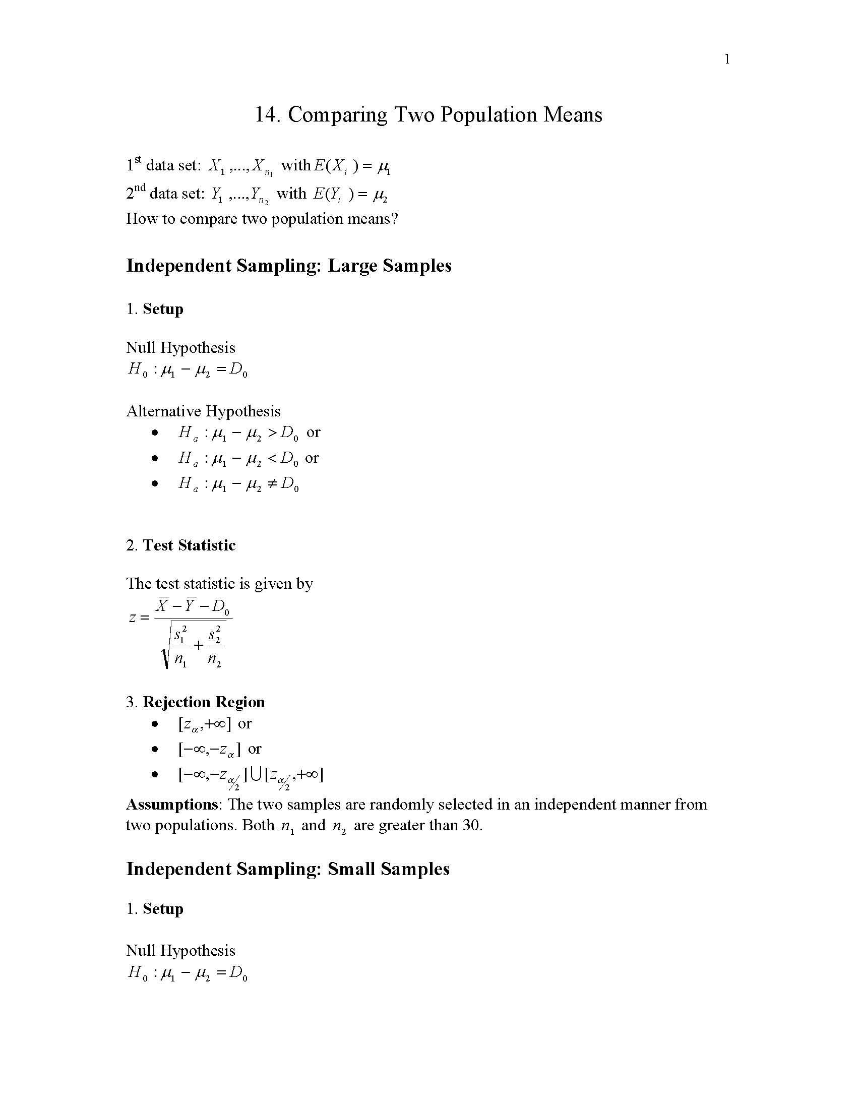 Introduction to Statistics I
