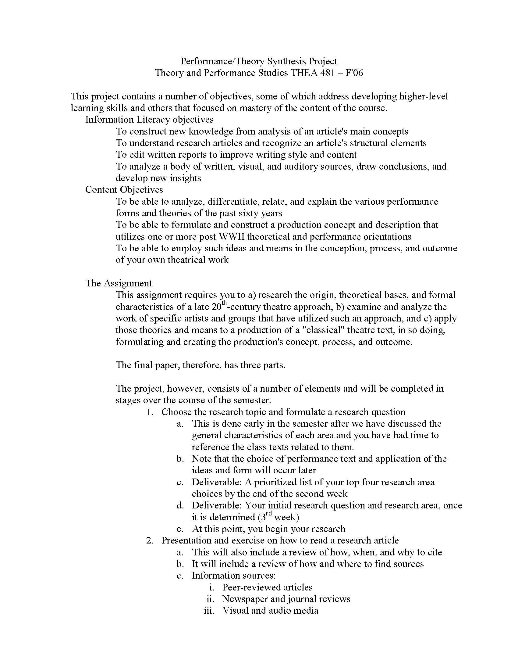 THEORY AND PERFORMANCE STUDIES