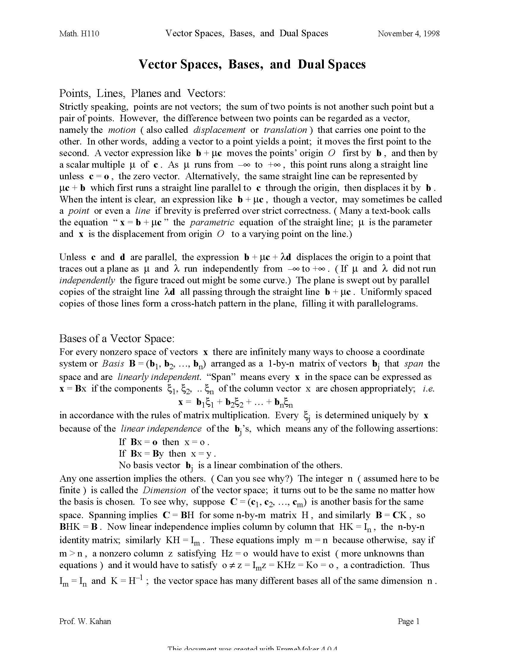 Honors Linear Algebra