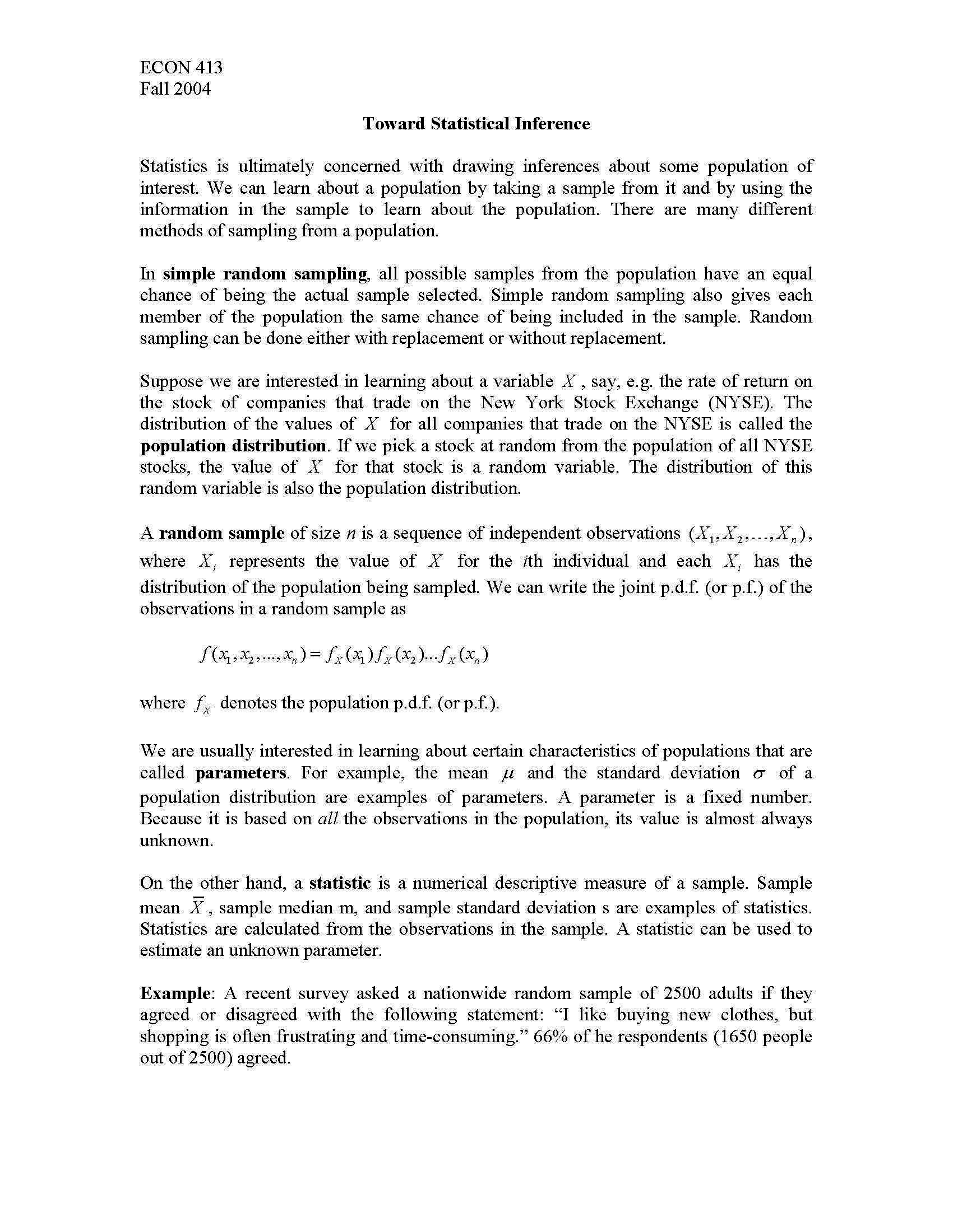 Statistics for Economists