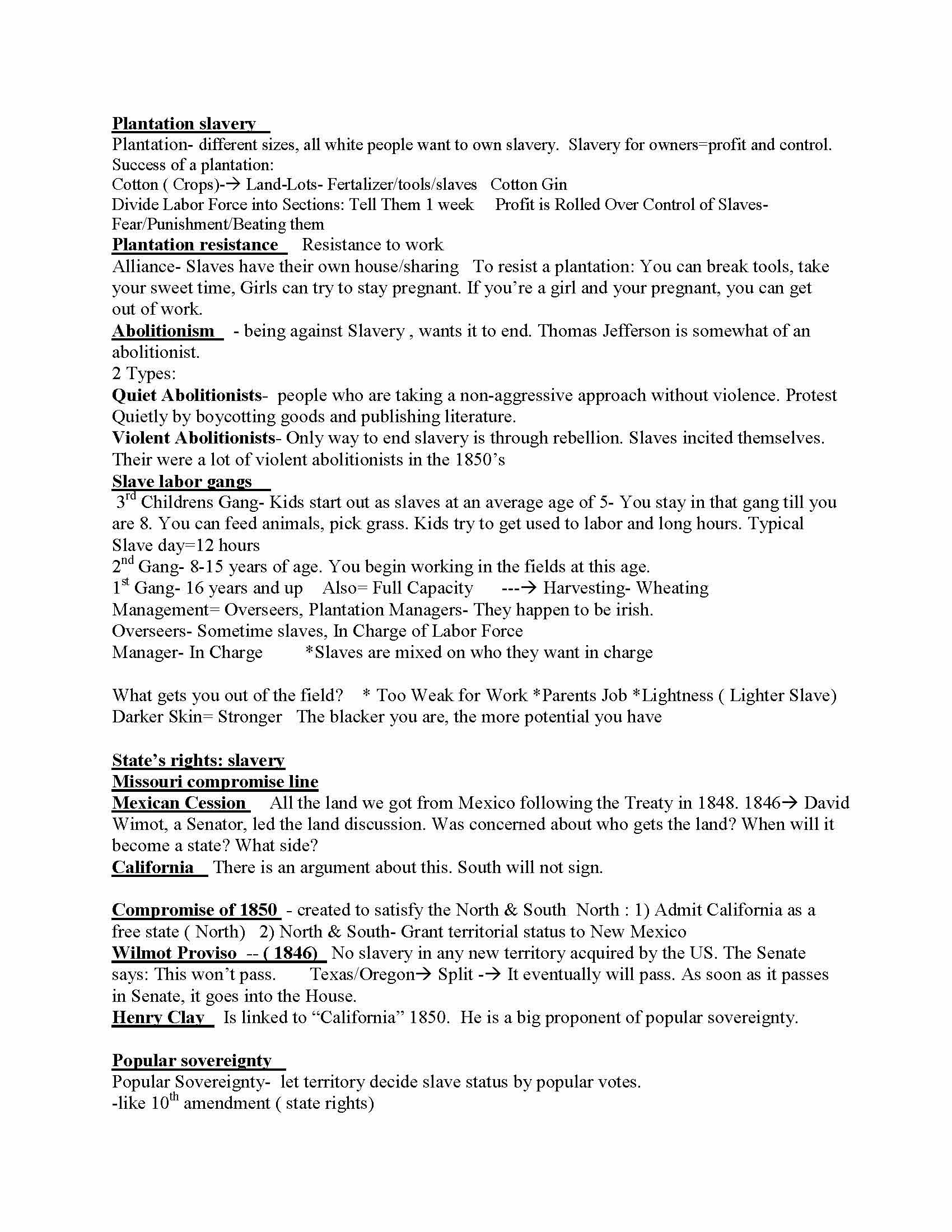 U S History I (to 1865)