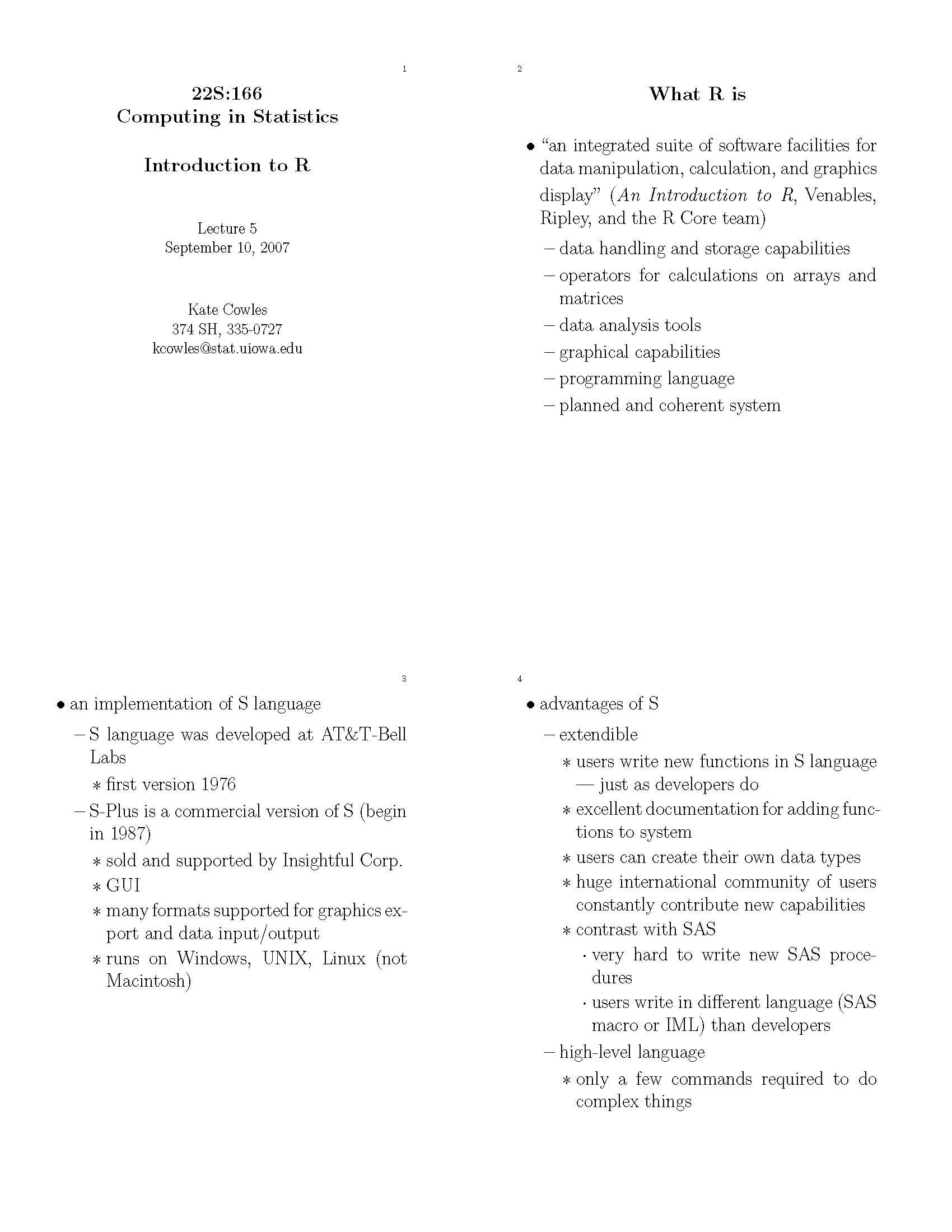 Computing in Statistics