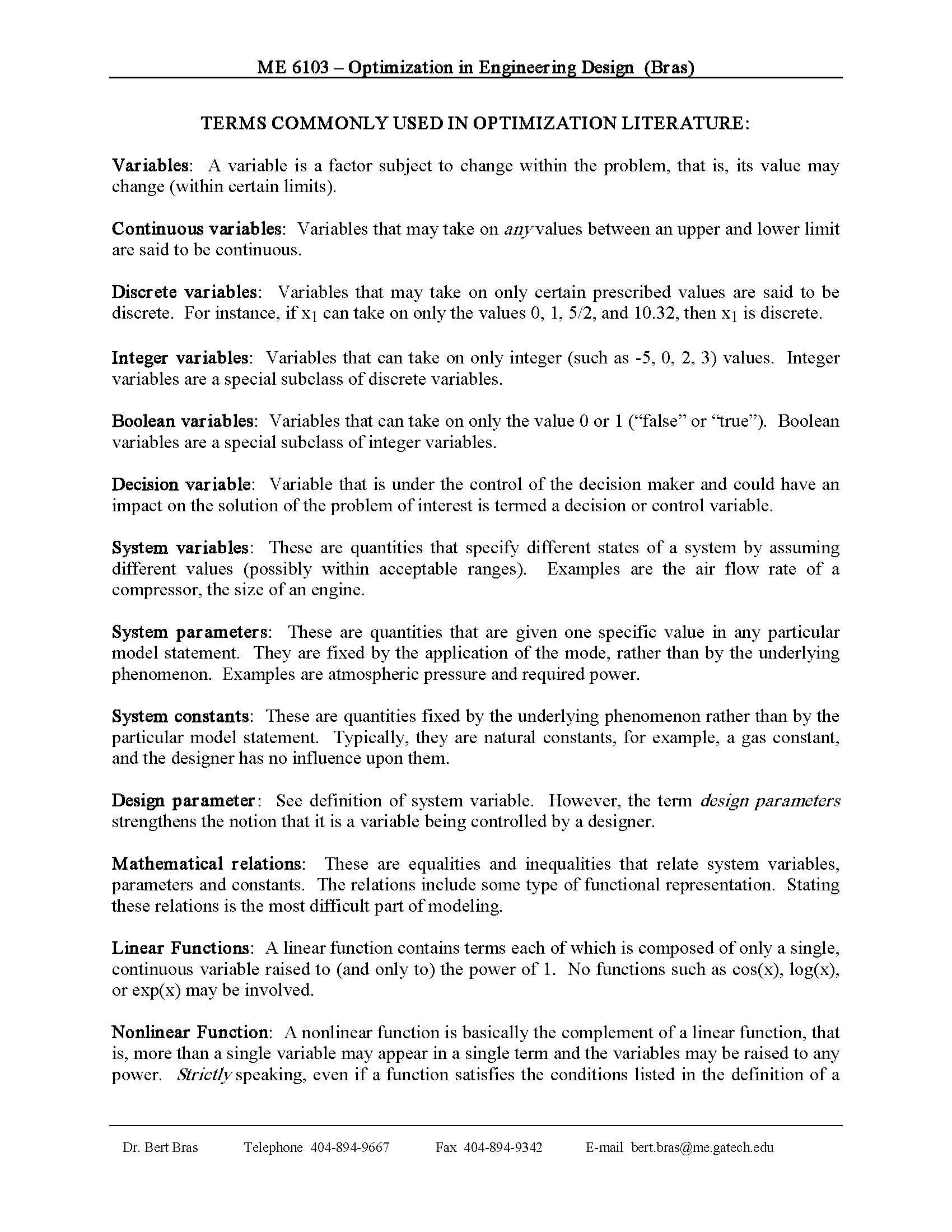 Optimization Engr Design