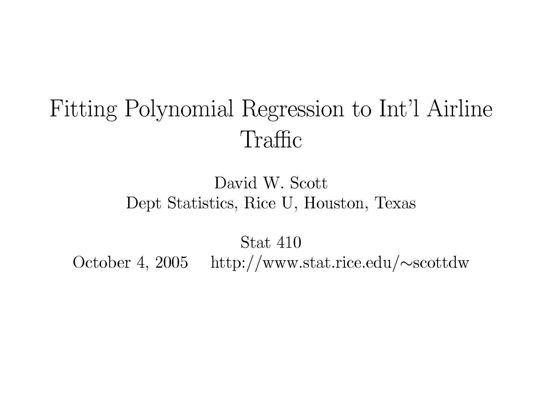 INTRODUCTION TO REGRESSION AND STATISTICAL COMPUTING