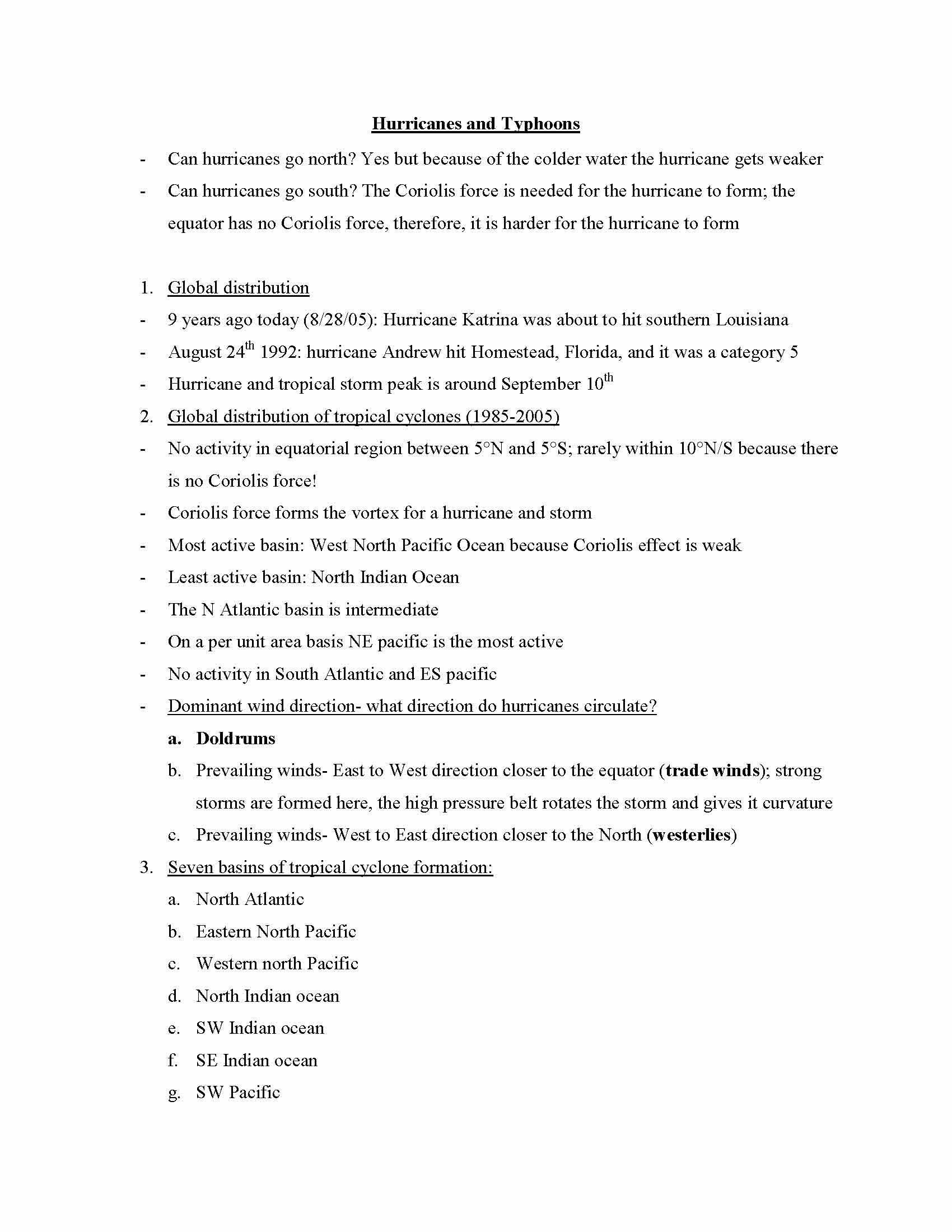 HURRICANES & TYPHOON