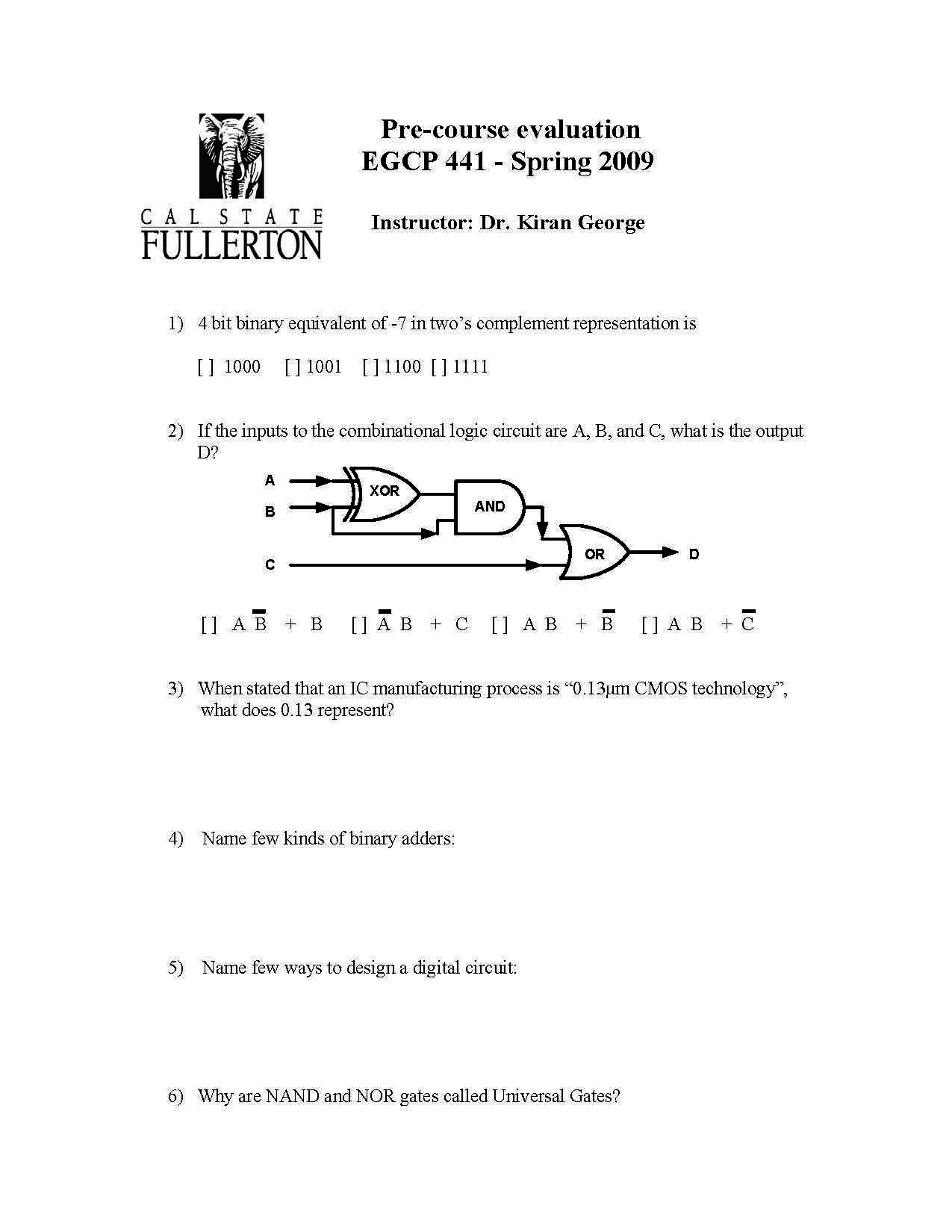 Advanced Electronics for Computer Engineers