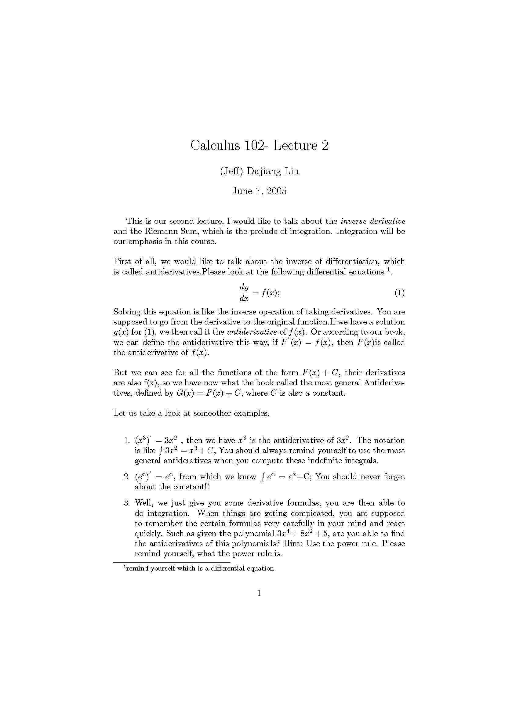 SINGLE VARIABLE CALCULUS II
