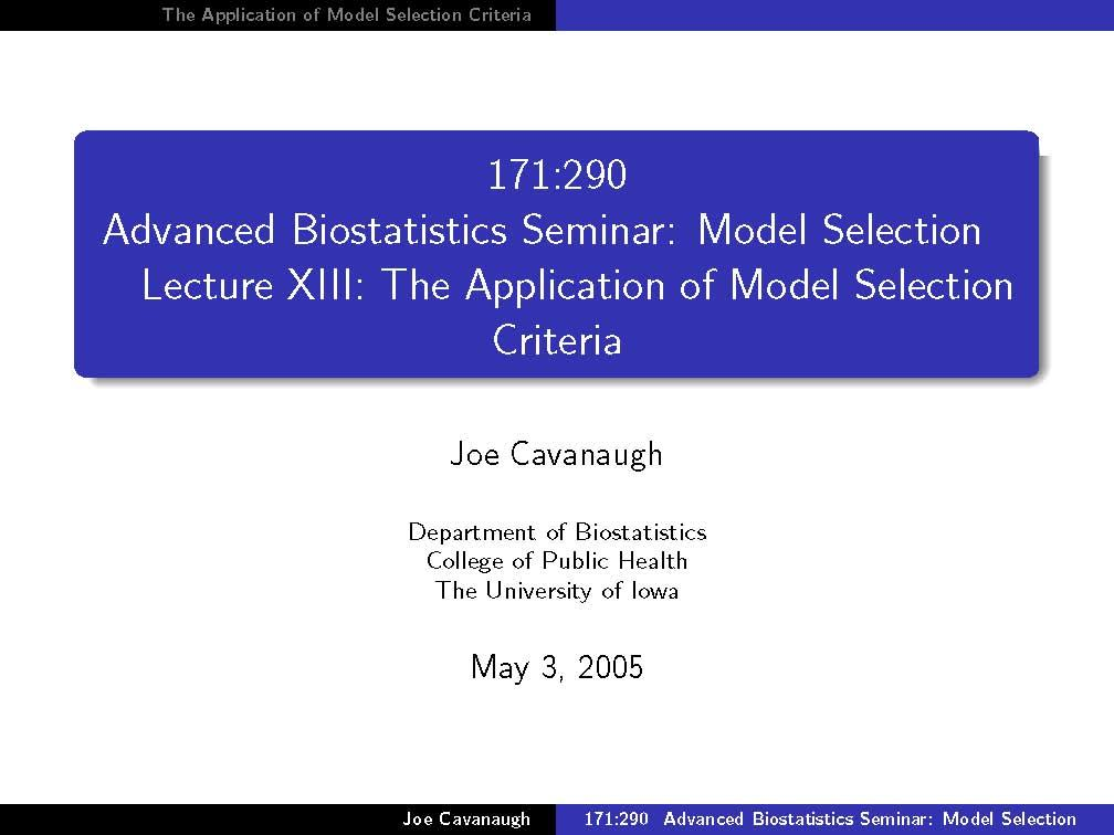 Advanced Biostatistics Seminar