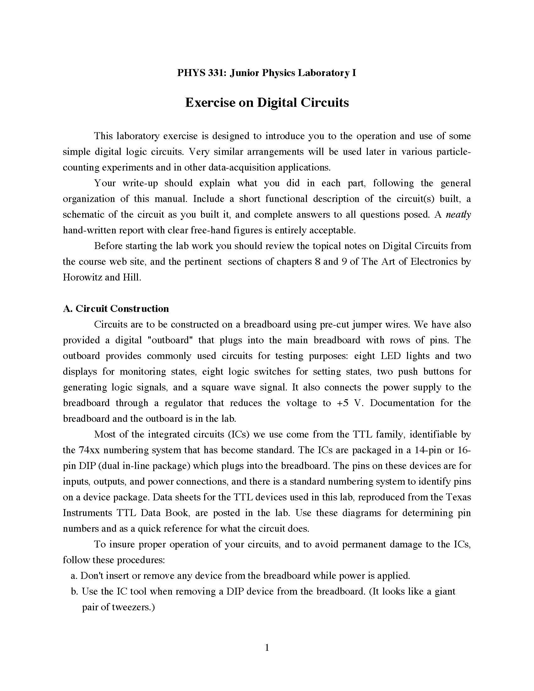 JUNIOR PHYSICS LAB I