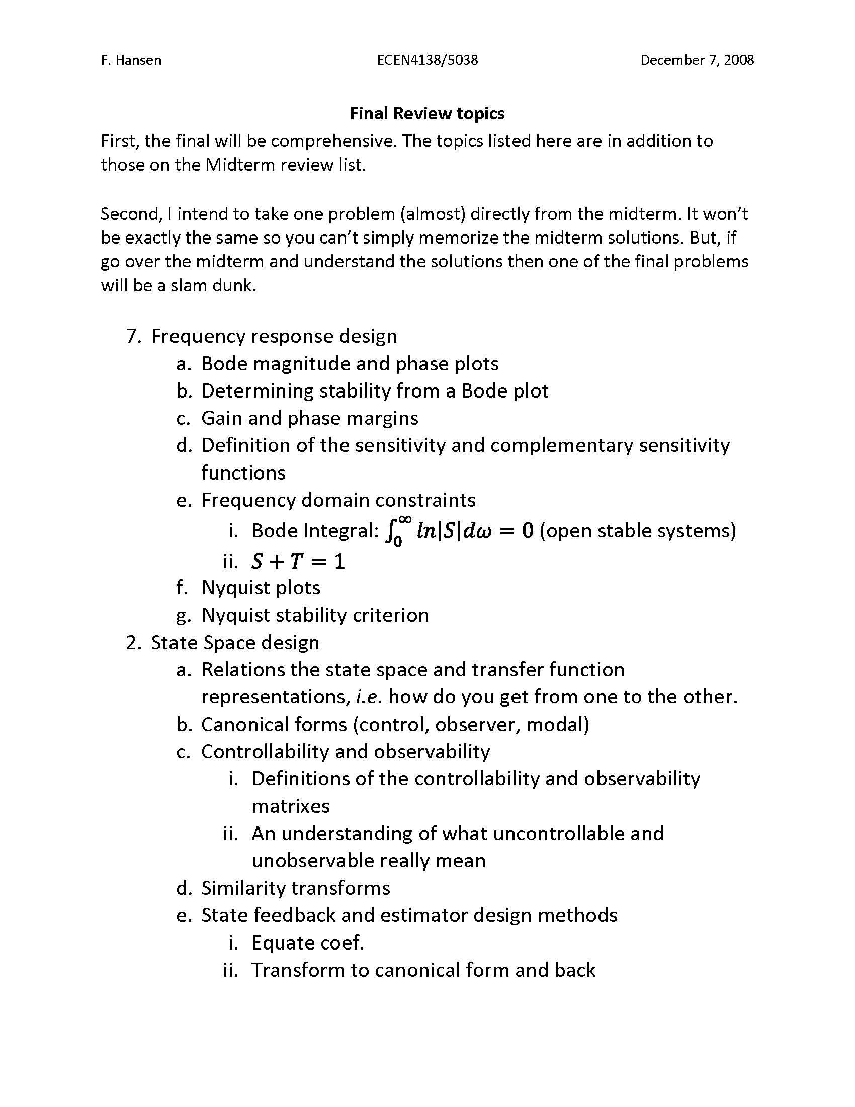 Control Systems Analysis