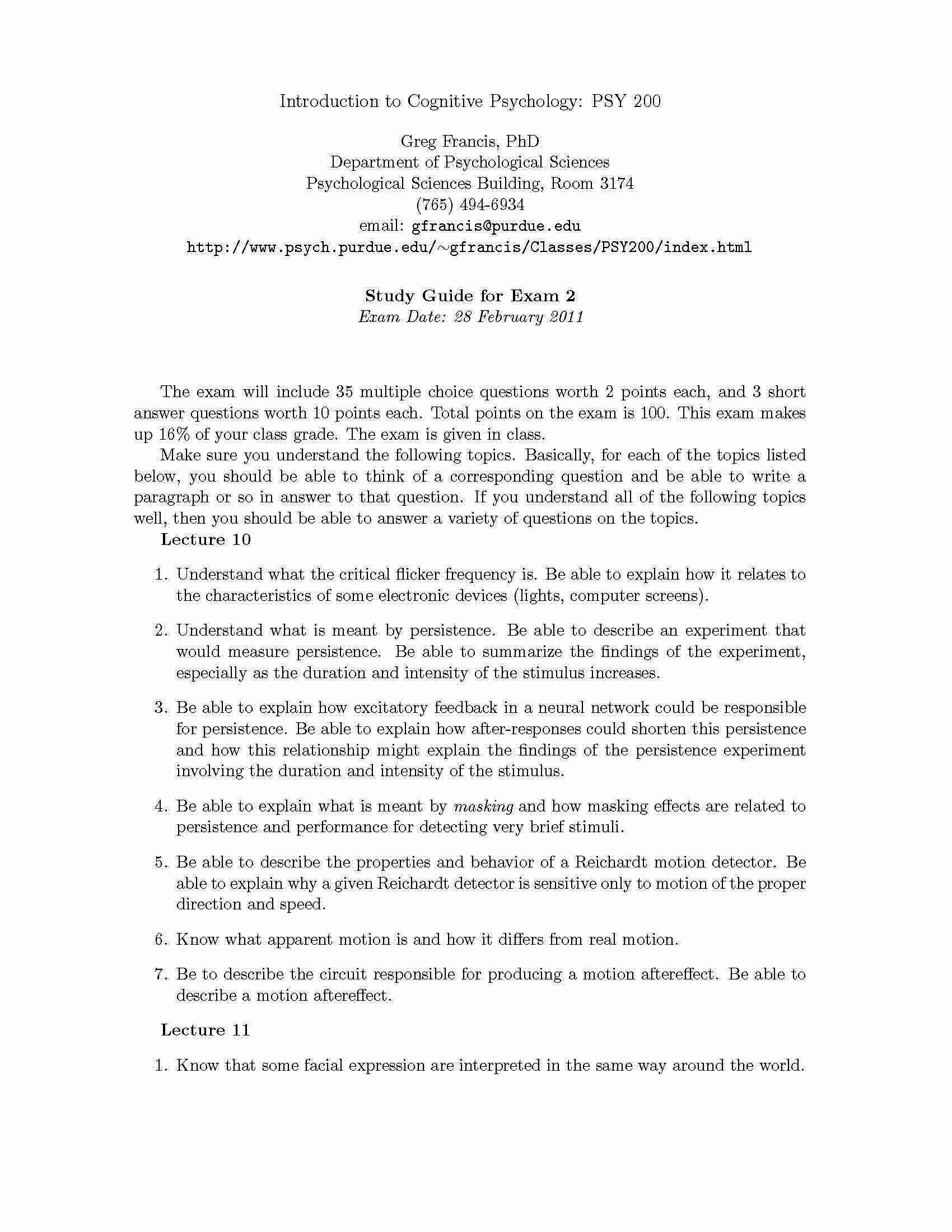 Introduction To Cognitive Psychology