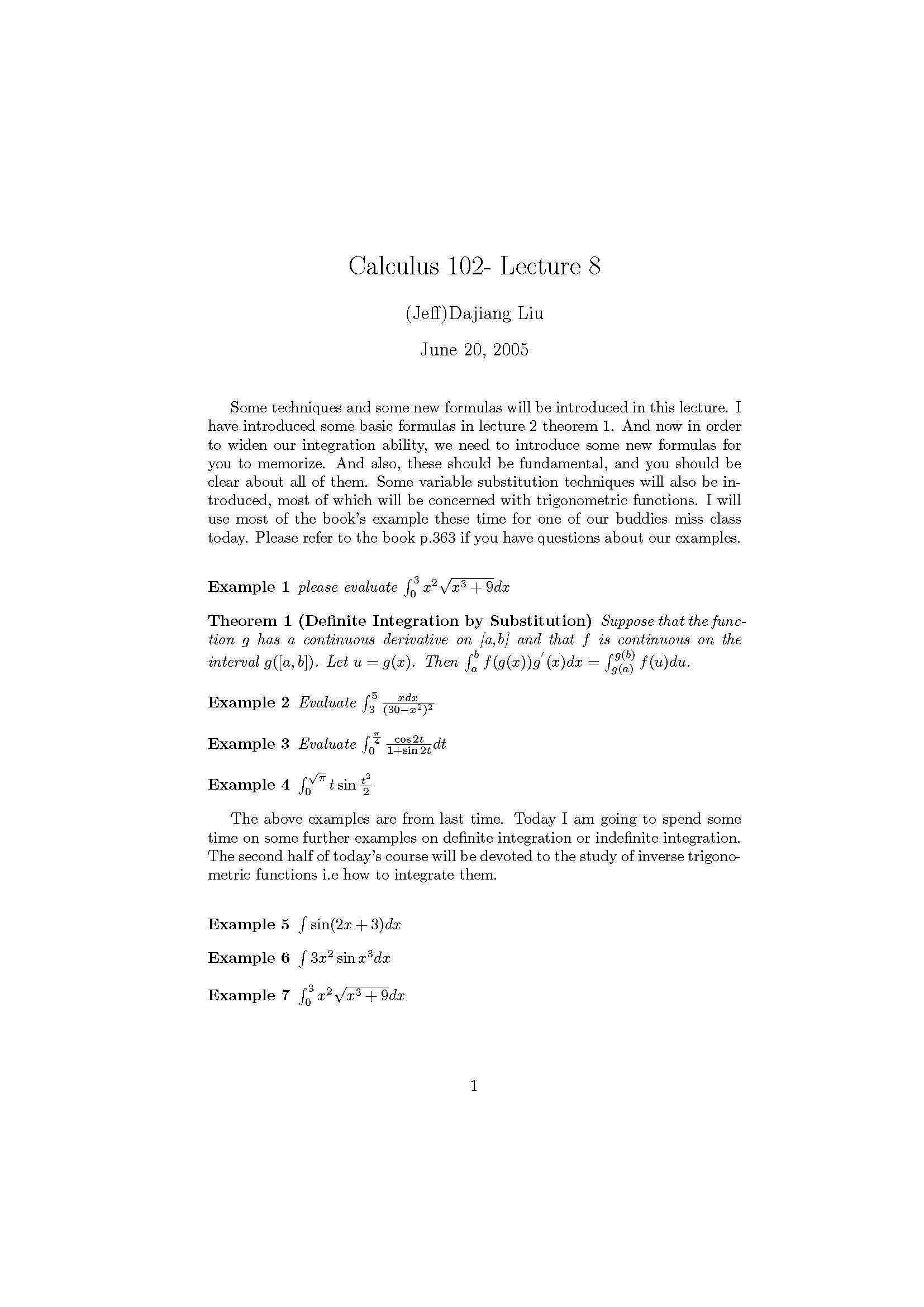 SINGLE VARIABLE CALCULUS II