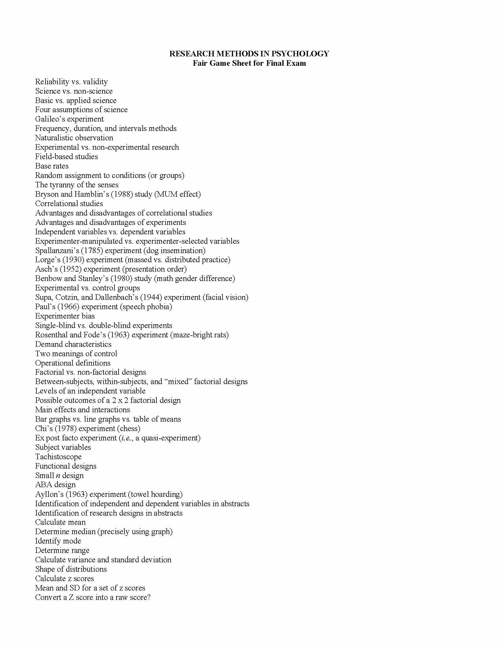 Research Methods in Psychology