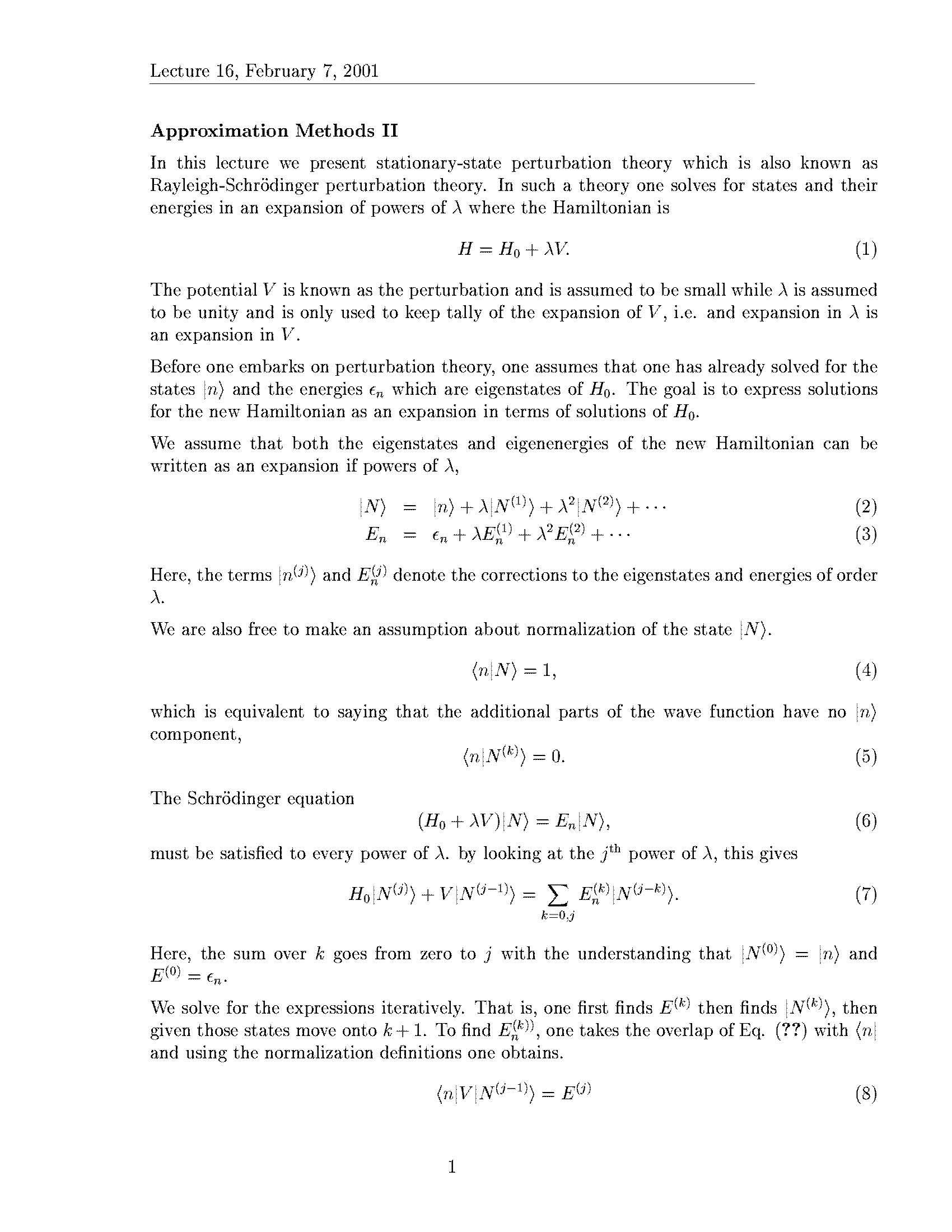 Quantum Mechanics I