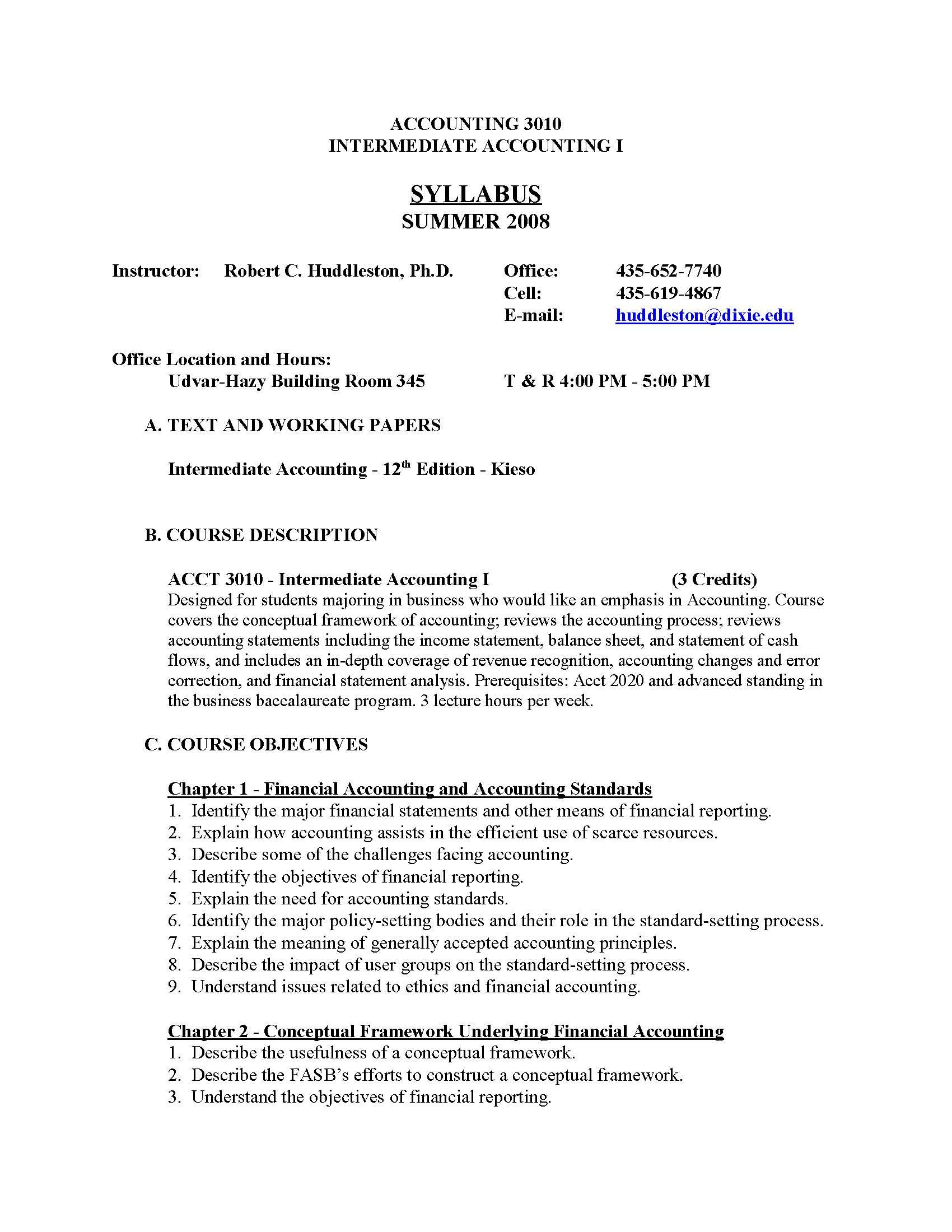 Intermediate Accounting I