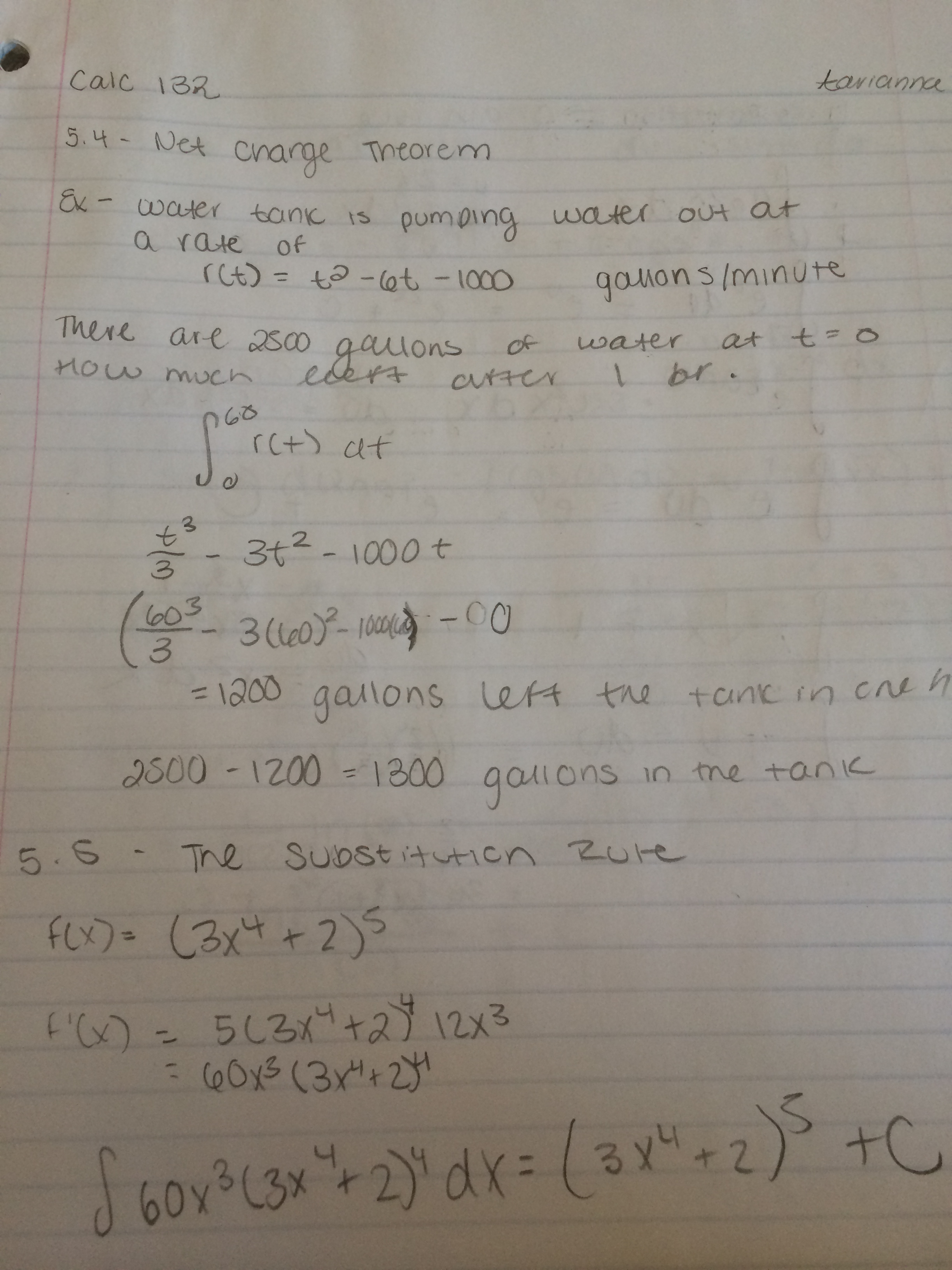 net change theorem and the substitution rule   