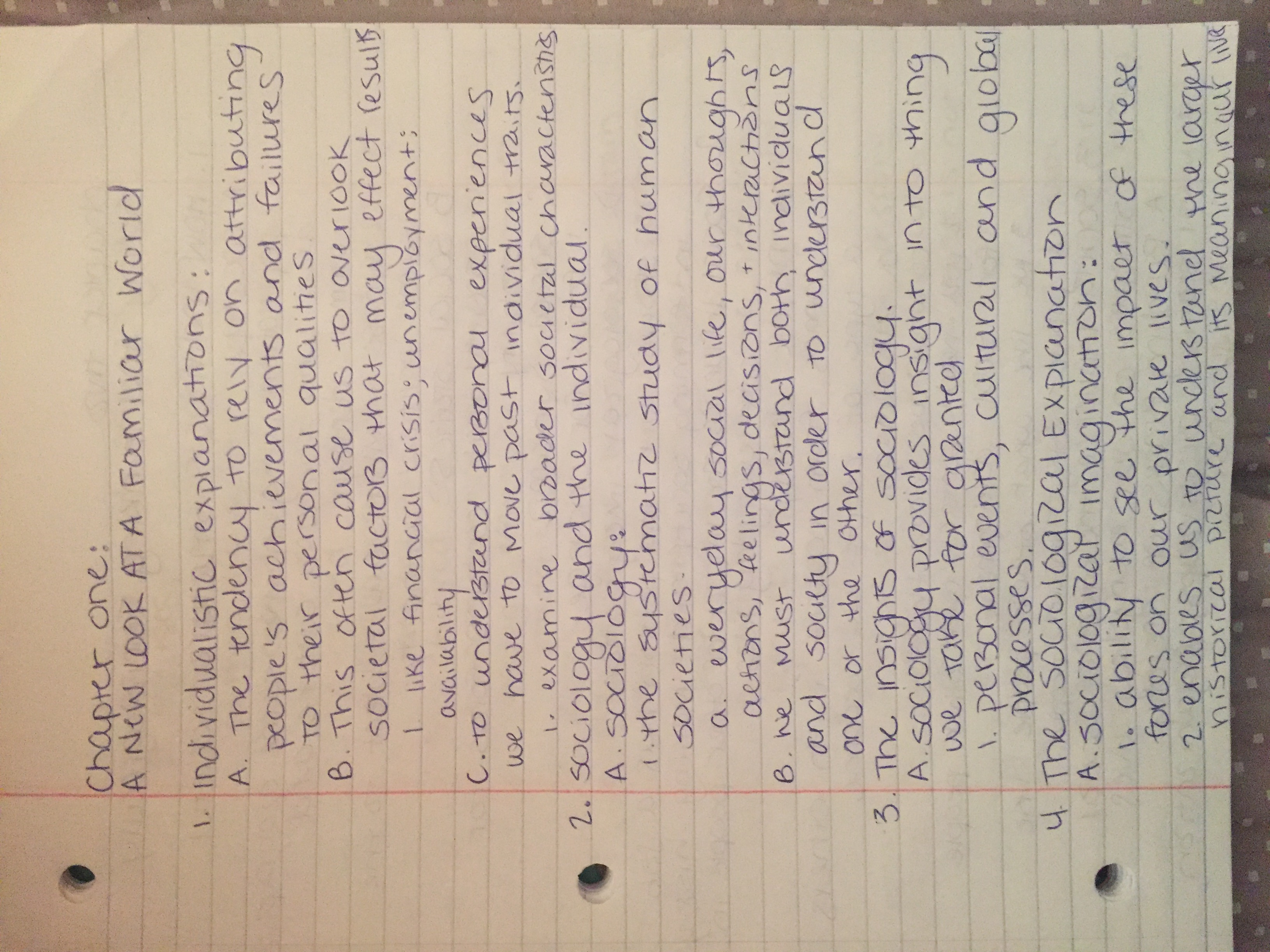 Intro to sociology, chapter 1&2 notes 