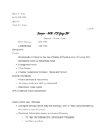 Week 5 - 6 Notes BAROQUE Period