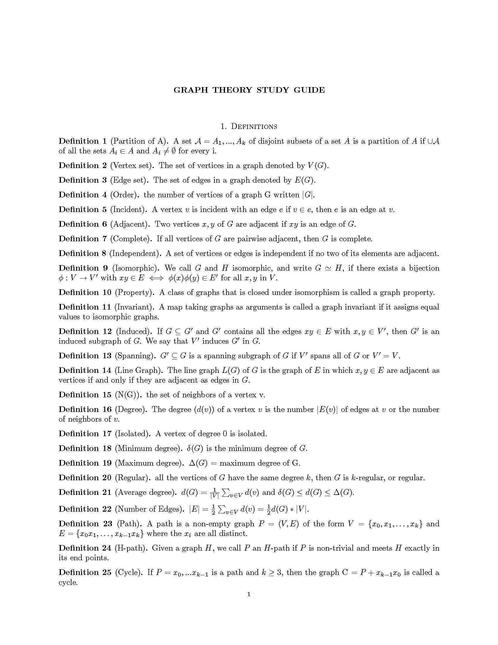 GRAPH THEORY I