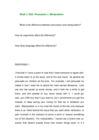 BCOM275 Week 4 DQ 2 - Persuasion v. Manipulation