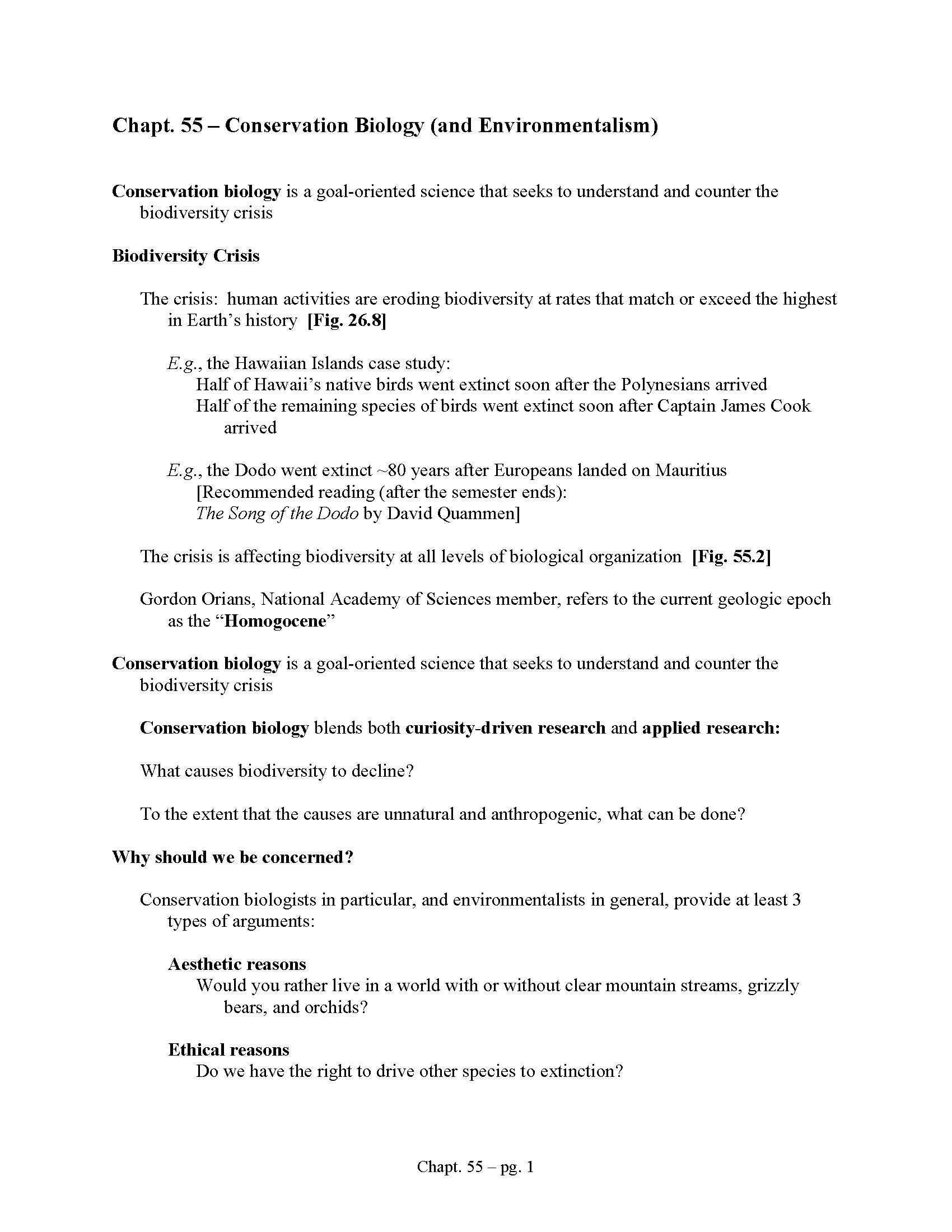CONSERVATION BIOLOGY