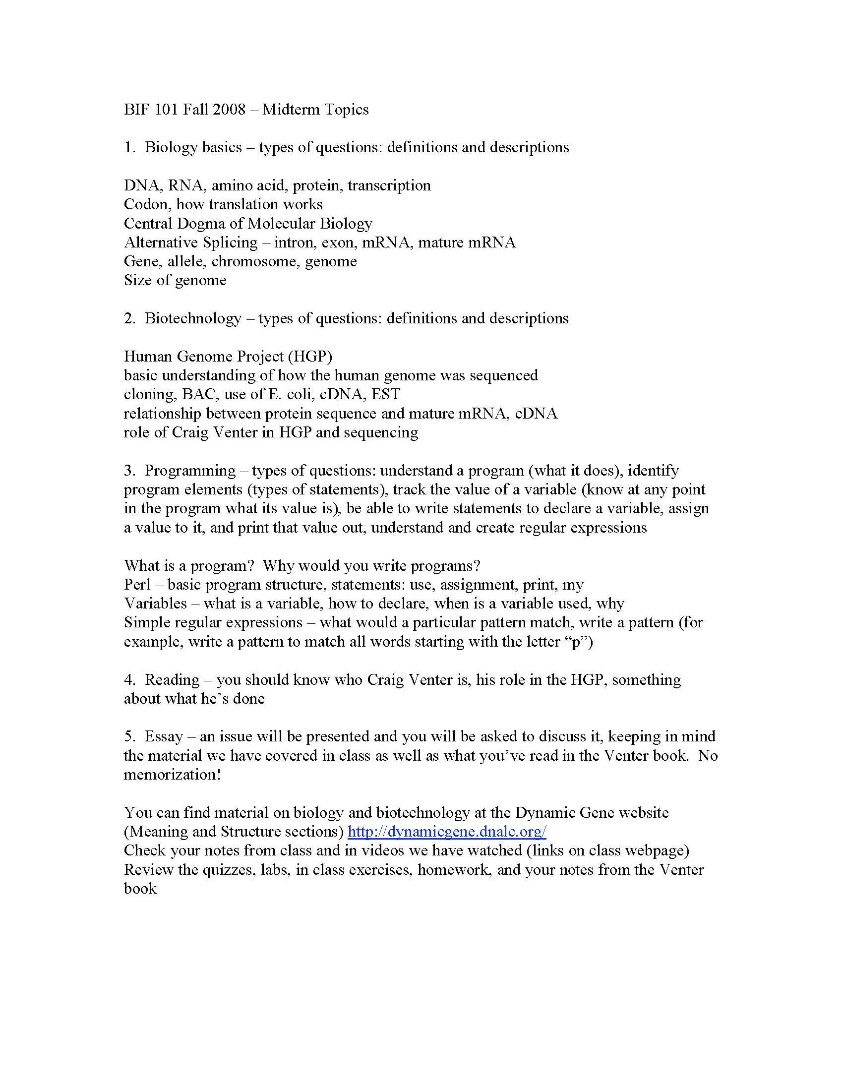 Intro to Bioinformatics