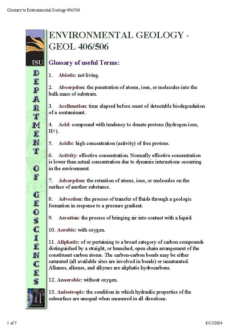 ENVIRONMENTAL GEOLOGY