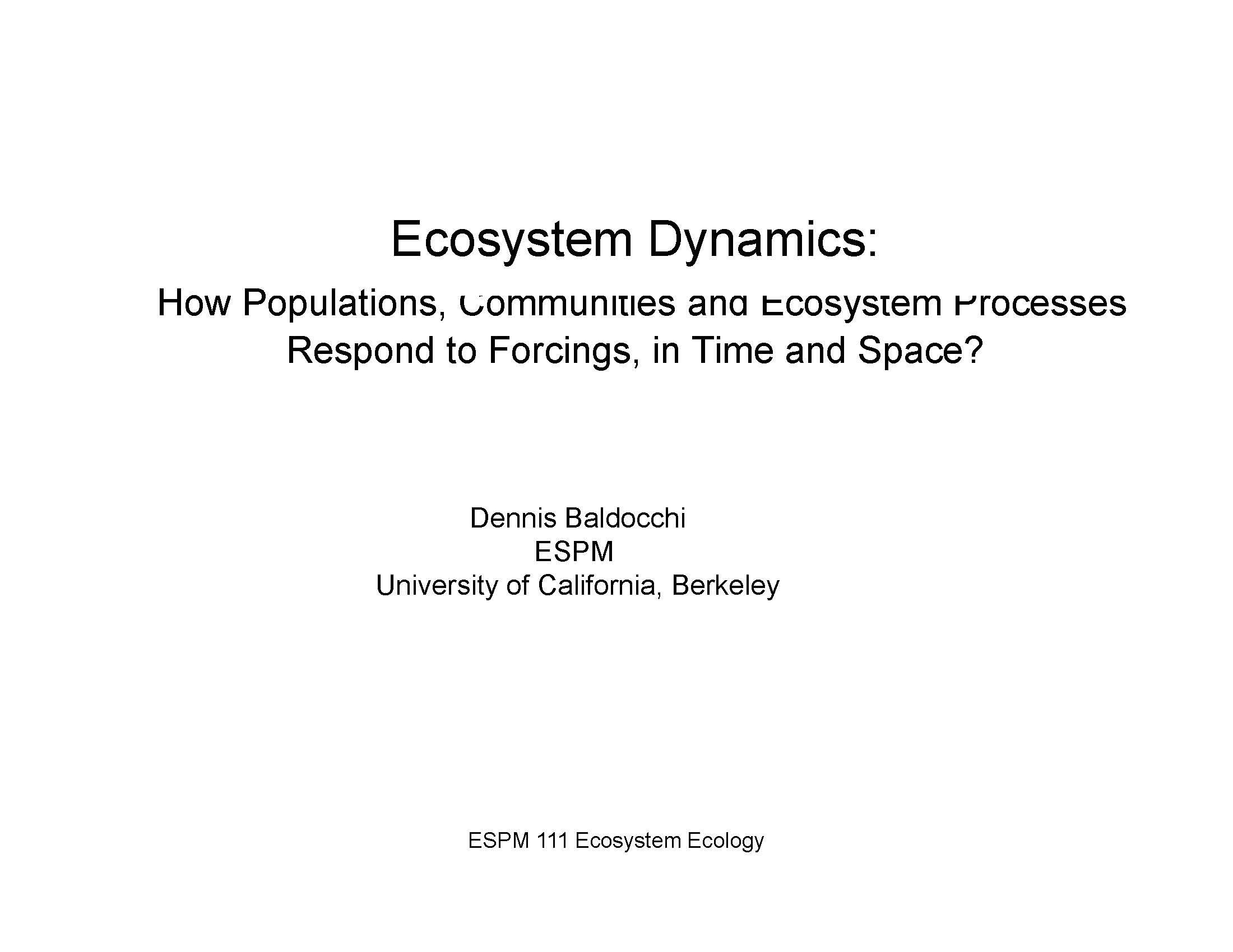 Ecosystem Ecology