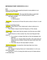 INTRODUCTORY STATISTICS CH 2 NOTES