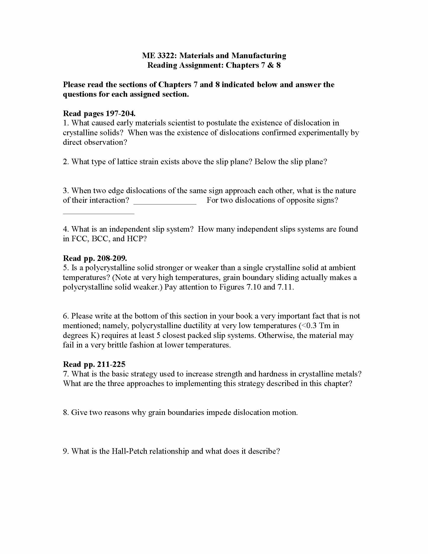 Mechanical Engineering Materials and Manufacturing Processes