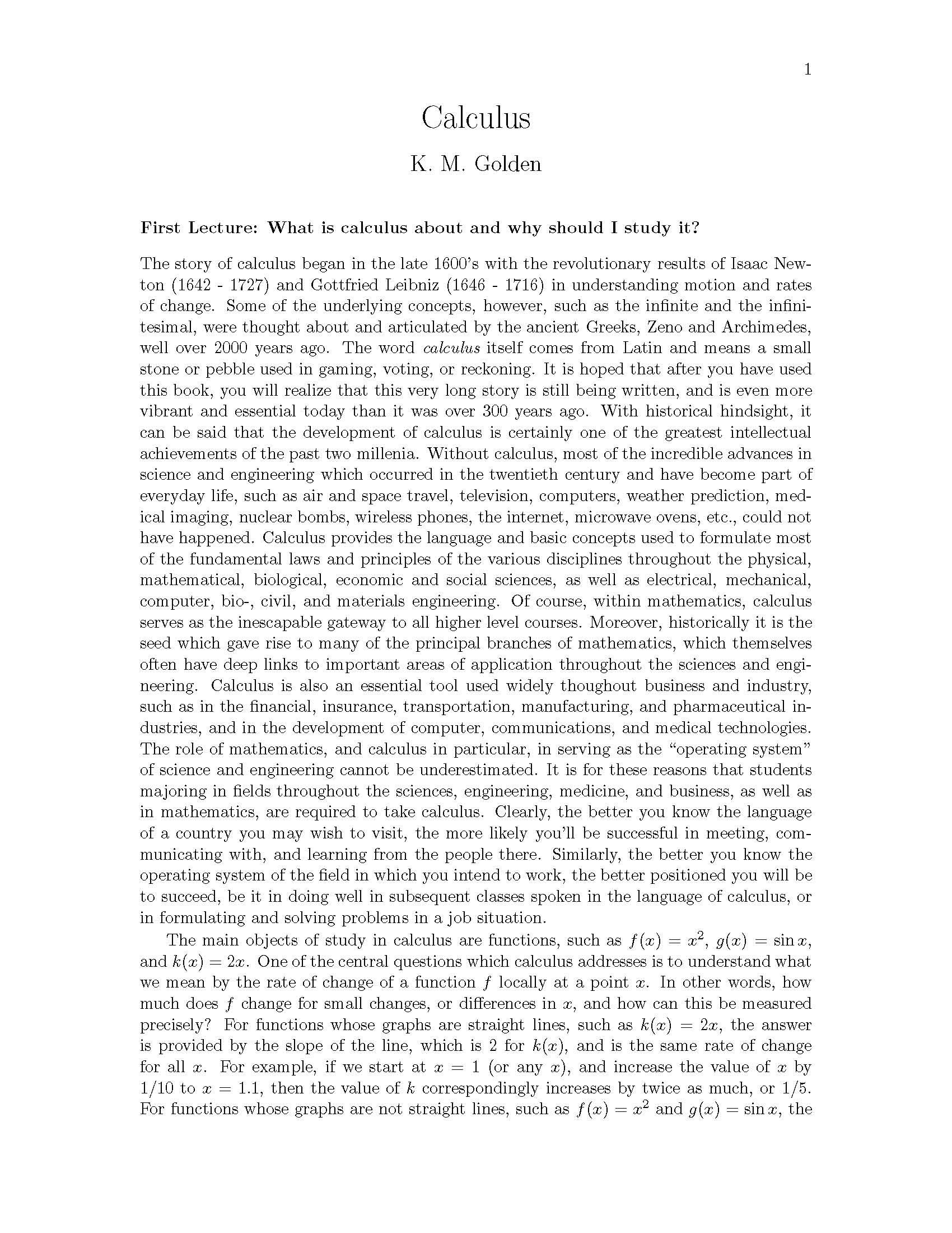 Calculus I