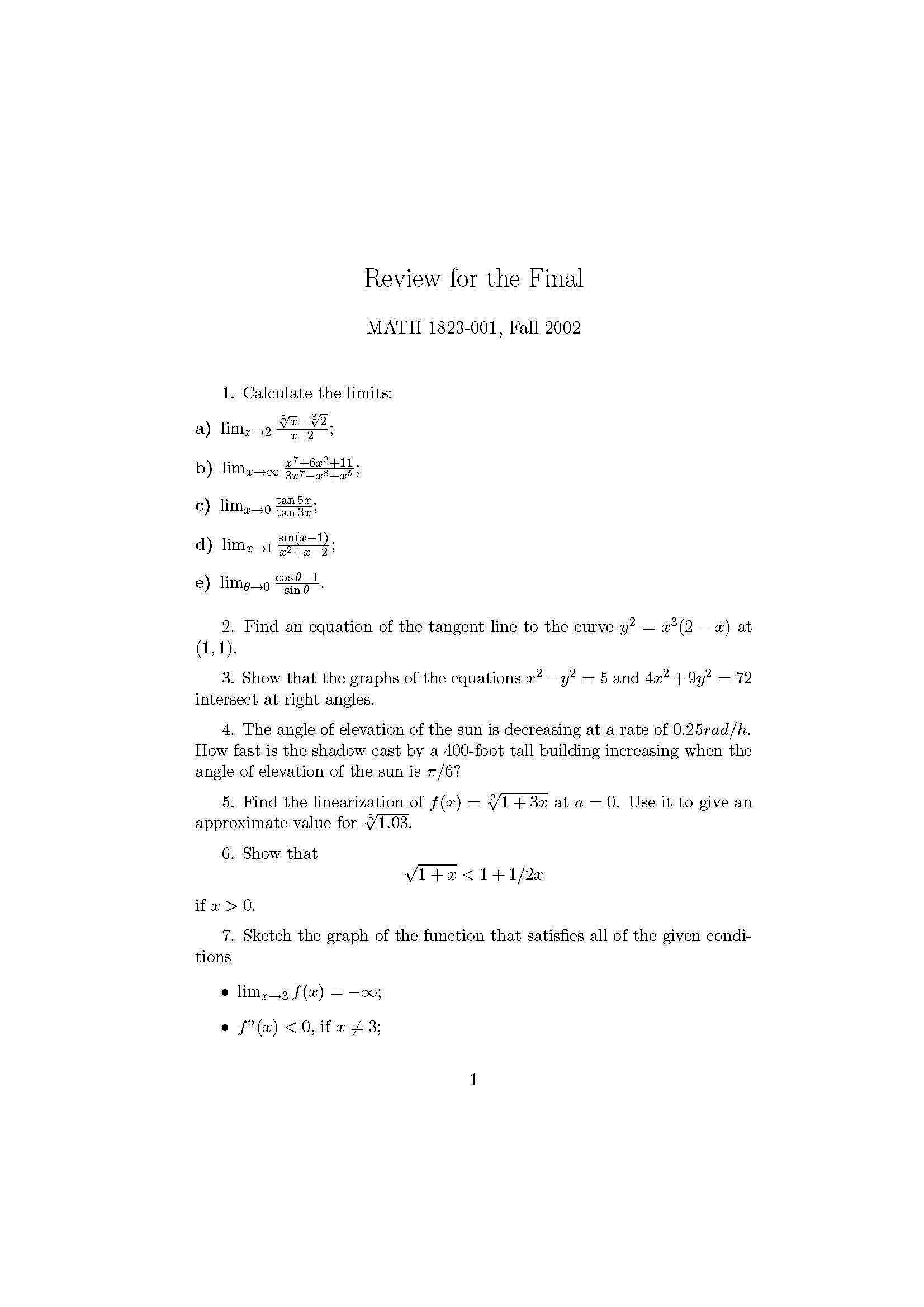 Calculus and Analytic Geometry I