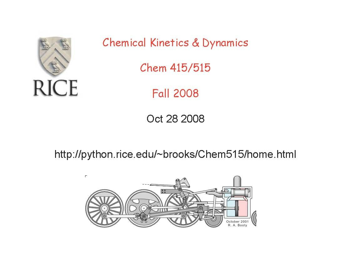 CHEMICAL KINETICS AND DYNAMICS