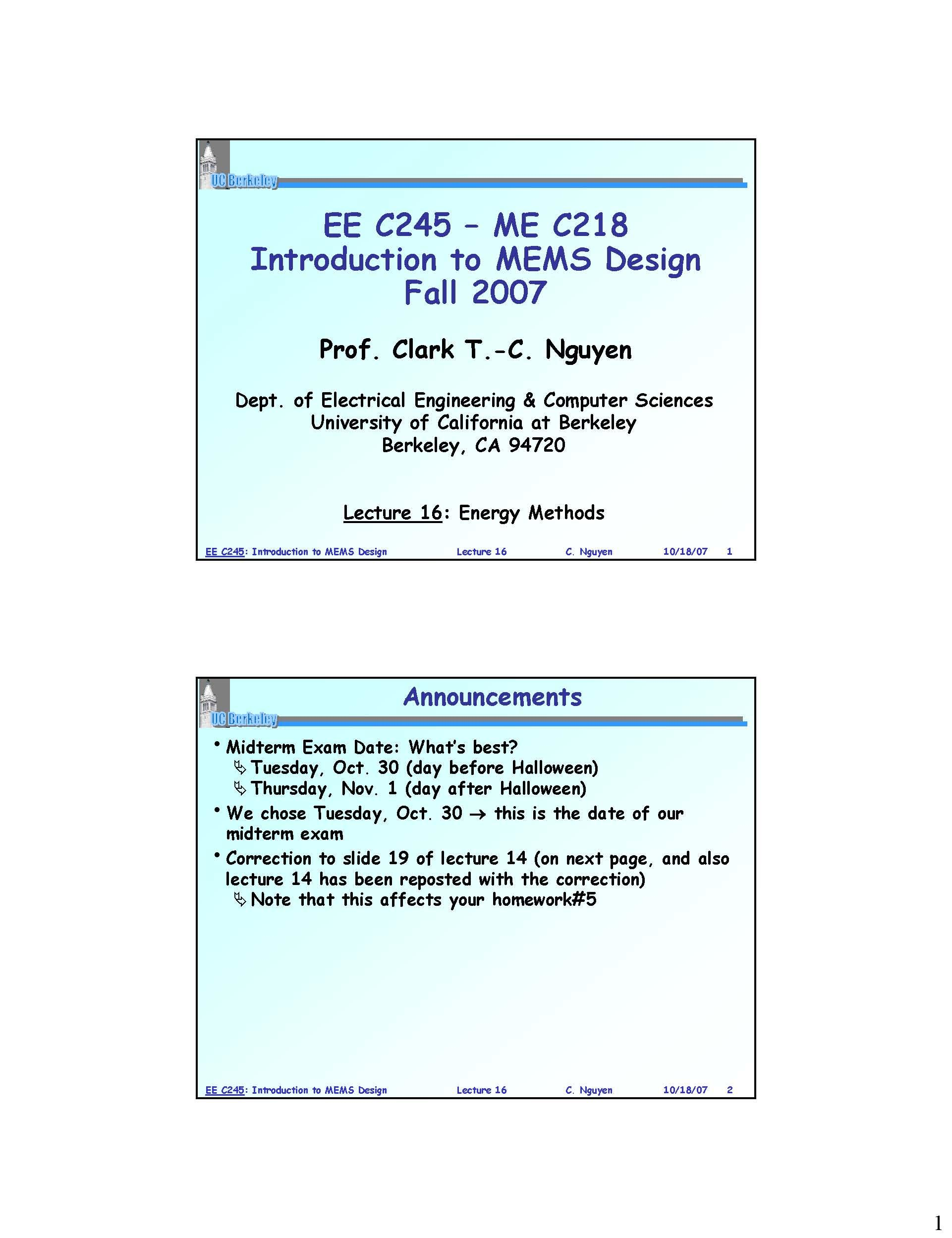 Introduction to MEMS Design