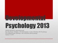 Developmental PSYC 2013: Week 1 Lecture Notes