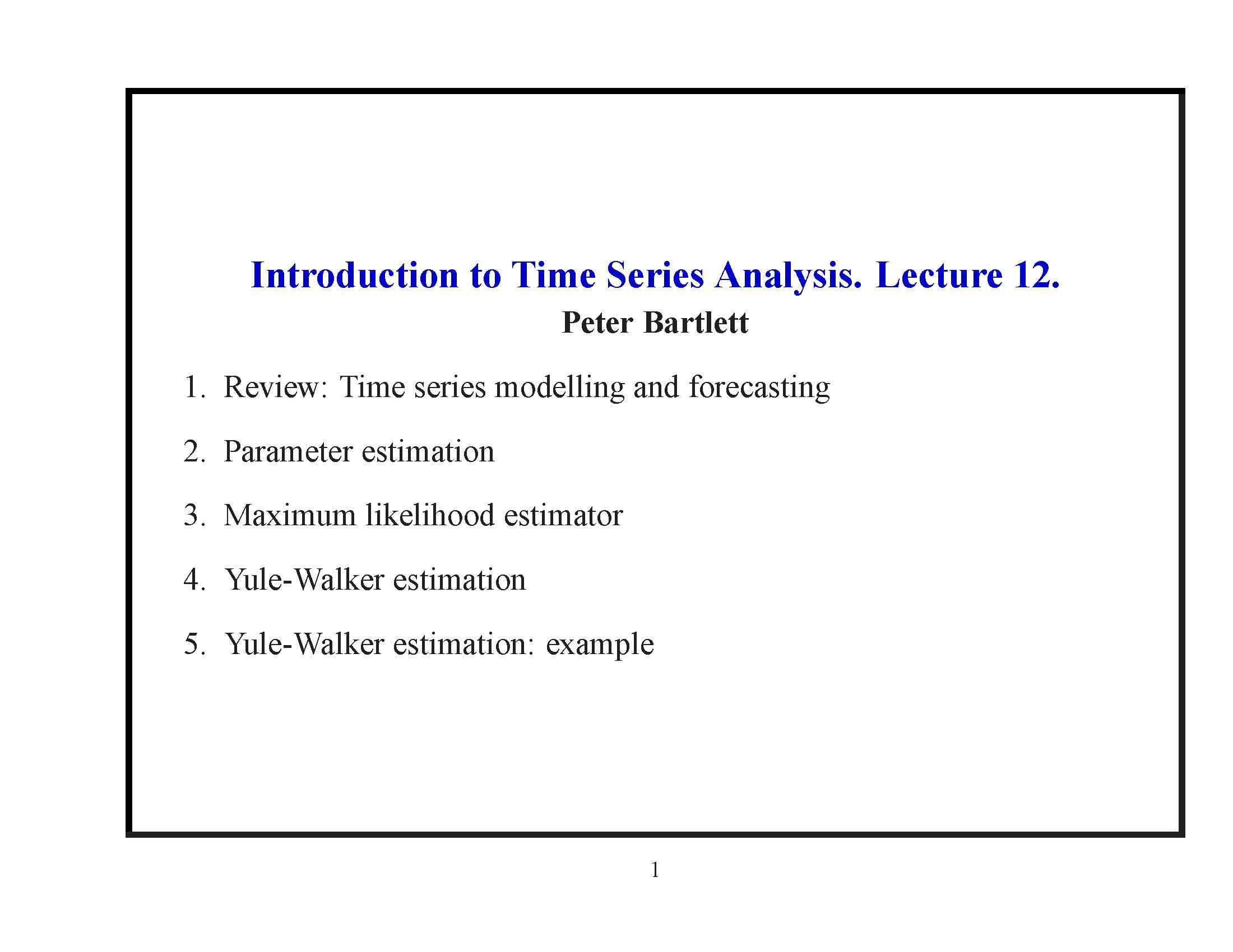 Introduction to Time Series