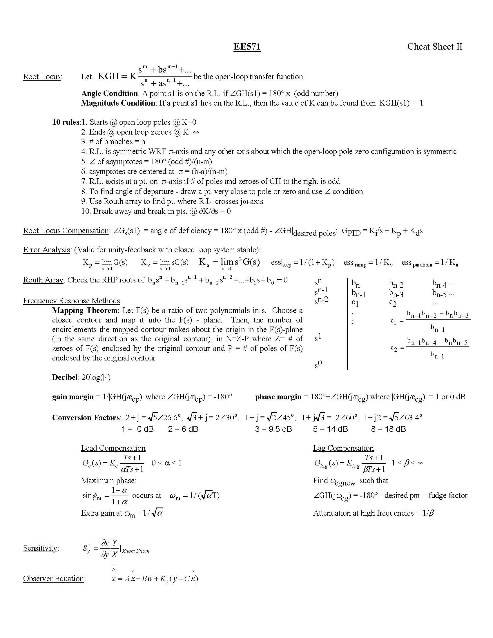 FEEDBACK CONTROL DESIGN