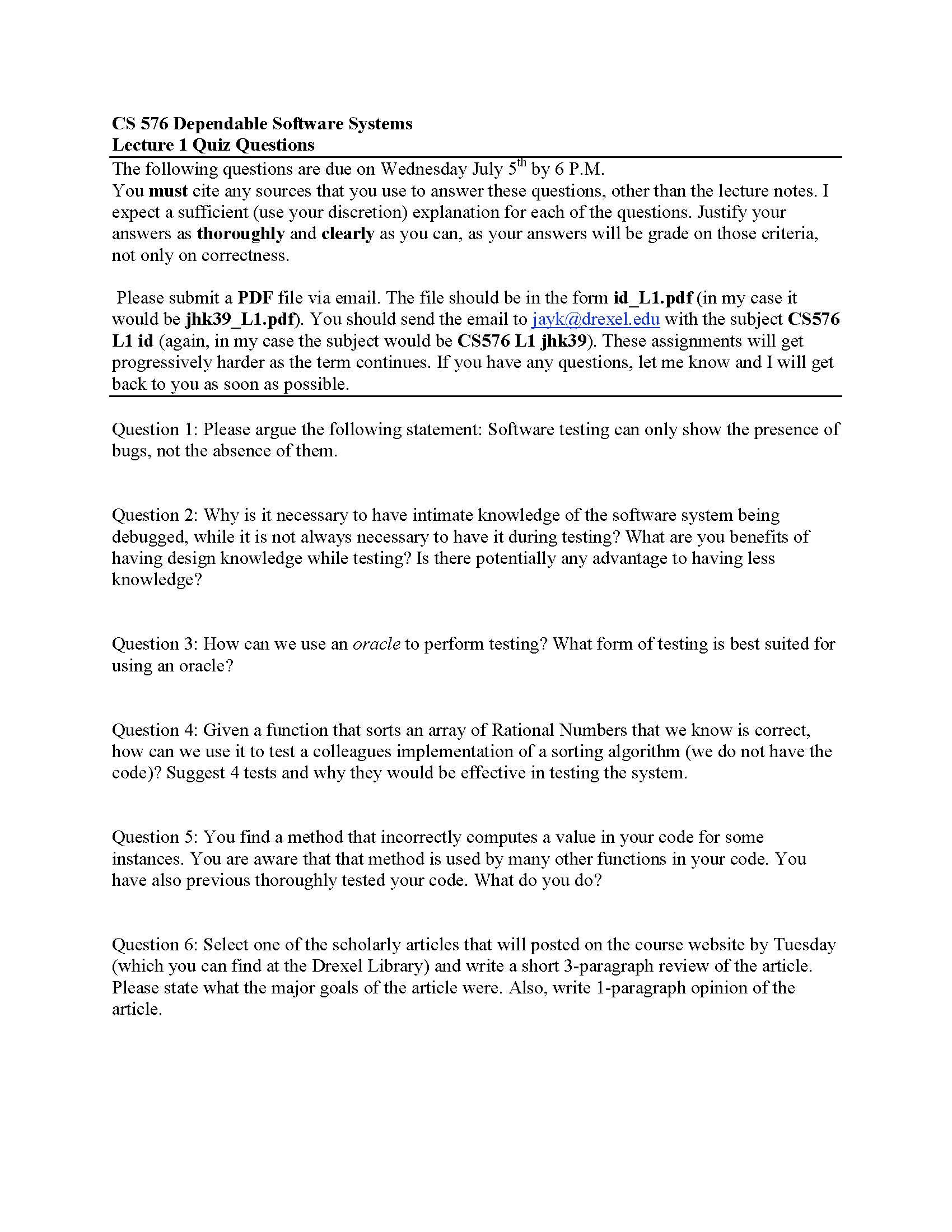 DependableSoftwareSystems