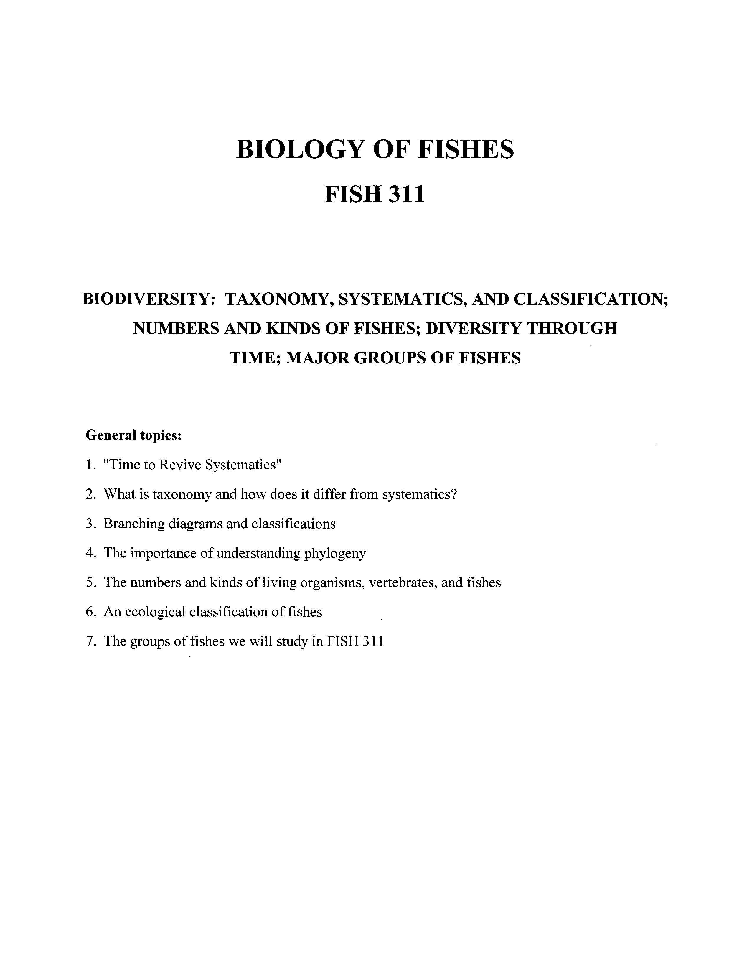 BIOLOGY OF FISHES