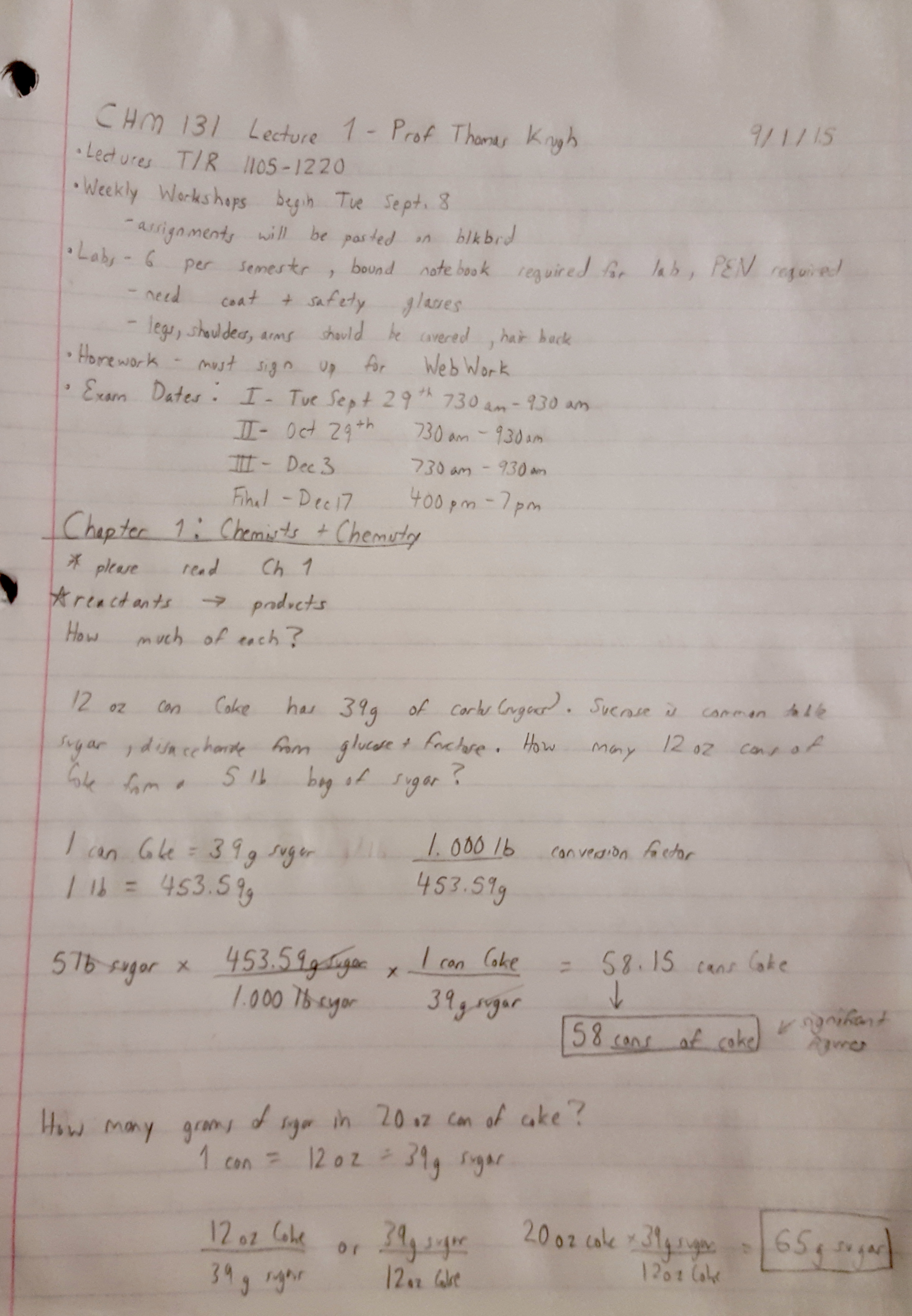 CHM 131 Notes Week 1